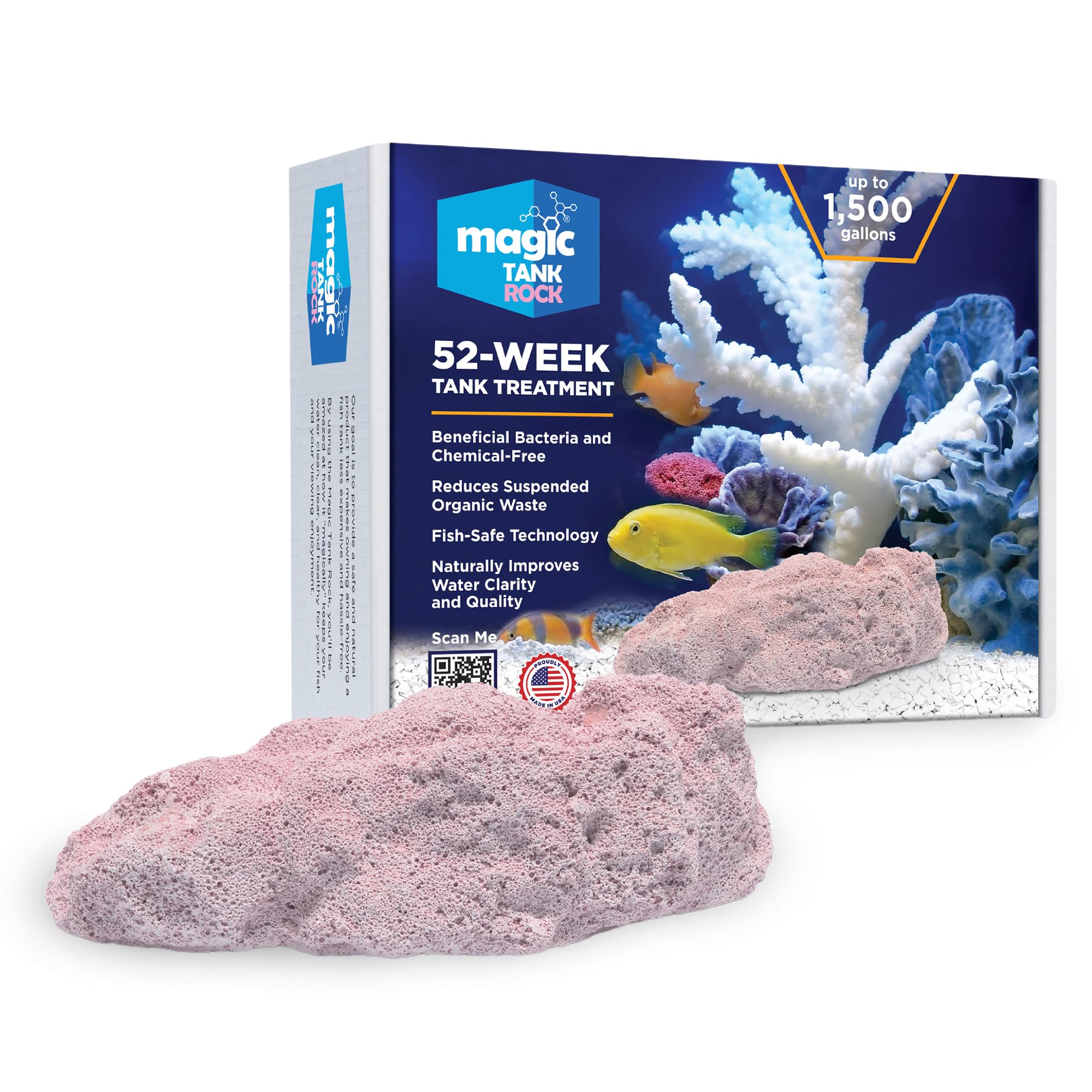 Fish Tank Rocks for Enhancing Water Clarity with Your Regular Cleaning Routine, Fish Friendly Aquarium Rocks, All Natural Aquarium Decor, Medium, Covers 750-1,500 Gallons
