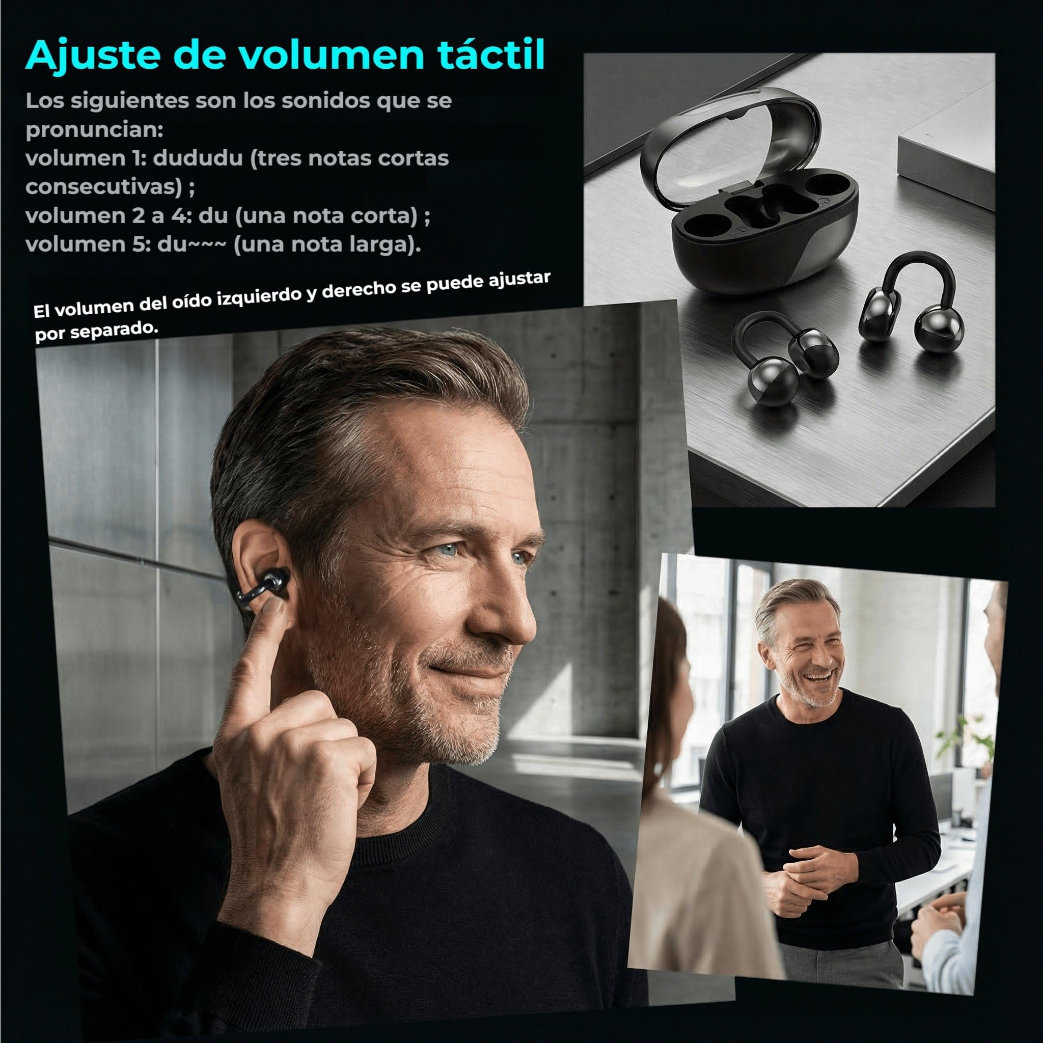 Nuevos Auriculares con Clip de oído, reducción de Ruido para Adultos Mayores: amplifica el Sonido Original para ayudarlo a Escuchar Voces claras y más cómodo sin el oído