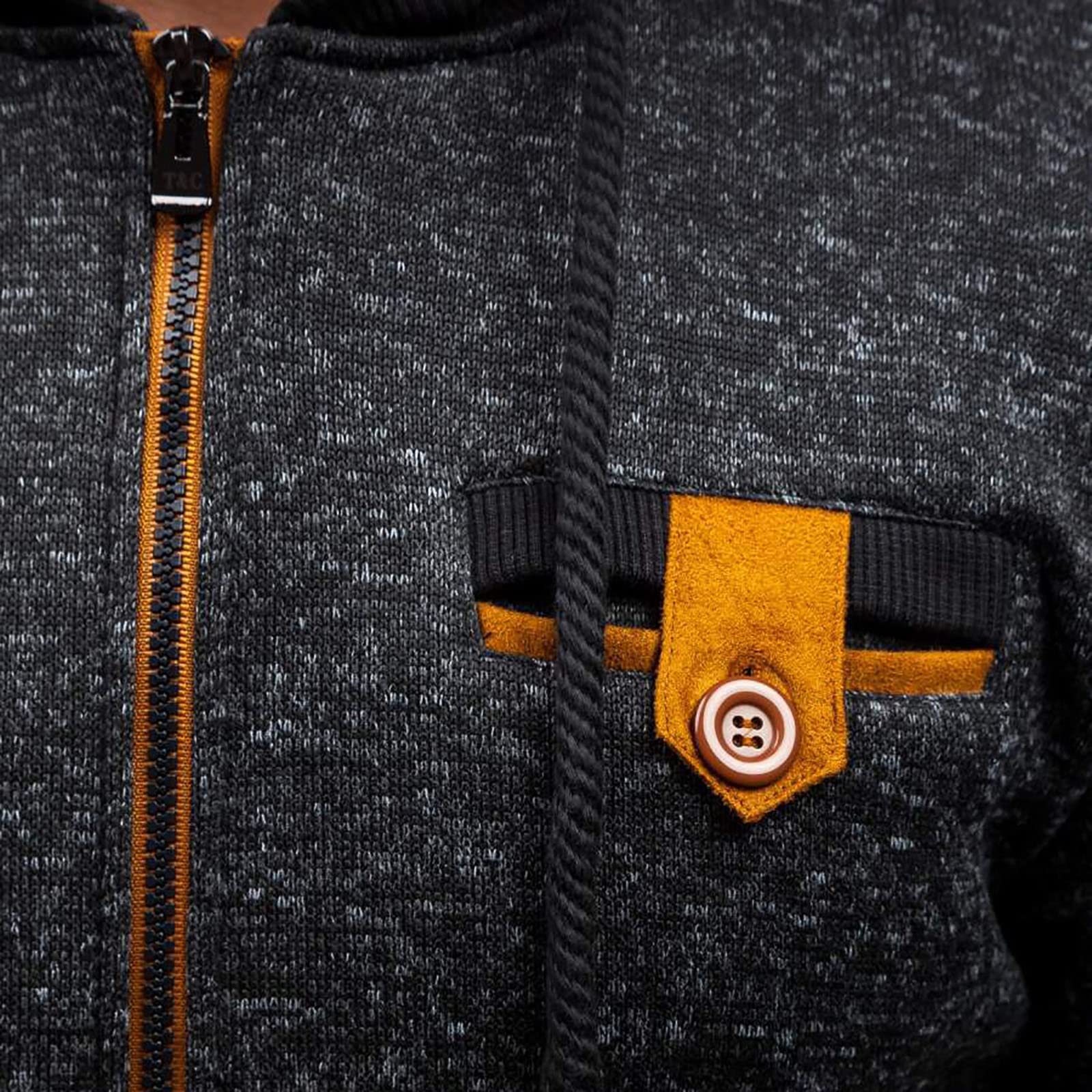 Chaqueta de punto de forro polar para hombre, sudadera con capucha con cordón y cuello redondo sólido para entrenamiento de fitness para todas las estaciones, para deportes al aire libre