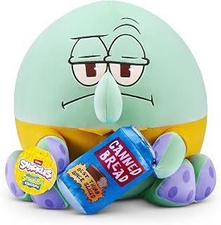 Snackles Figur Spongebob Schwammkopf, 35 cm großes Plüschspielzeug (Sqiudward & Canned Bread) von ZURU, Plüschspielzeug mit Snack-Accessoire