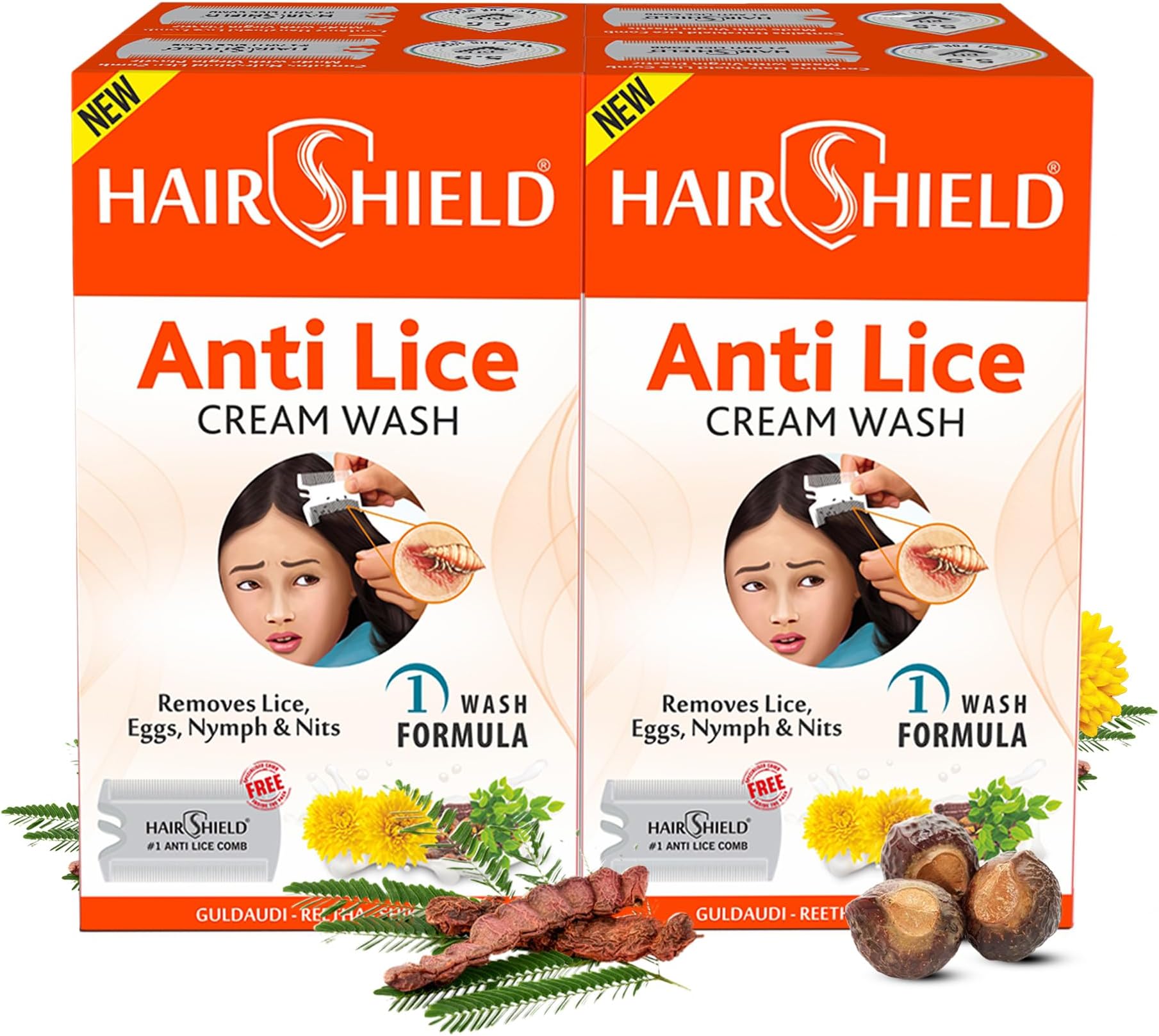 Anti Lice Cream Wash | Made with Guldaudi, Reetha & Shikakai | Trusted by Mothers | Safe for Babies, Children, Men & Women | Pack of 4