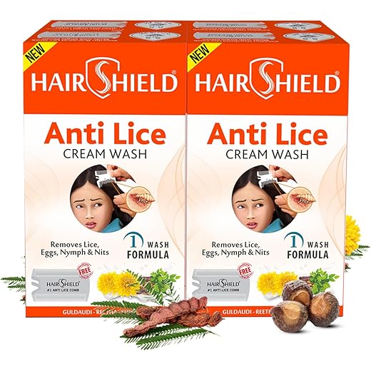 Hairshield Anti Lice Cream Wash | Made with Guldaudi, Reetha & Shikakai | Trusted by Mothers | Safe for Babies, Children, Men & Women | Pack of 4