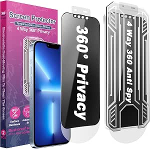 2 Pack 4-Way 360° Privacy Screen Protector for iPhone 13 / 13 Pro / 14 / 16 E / 17 E