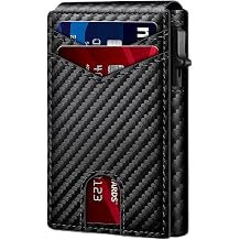 RFID Blocking Pop Up Card Holder for Men, Carbon Fiber Texture Slim Wallet with Automatic Card Ejection, Multiple Card Slots Magnetic Closure, Compact Secure Bifold Wallet arbon Fiber