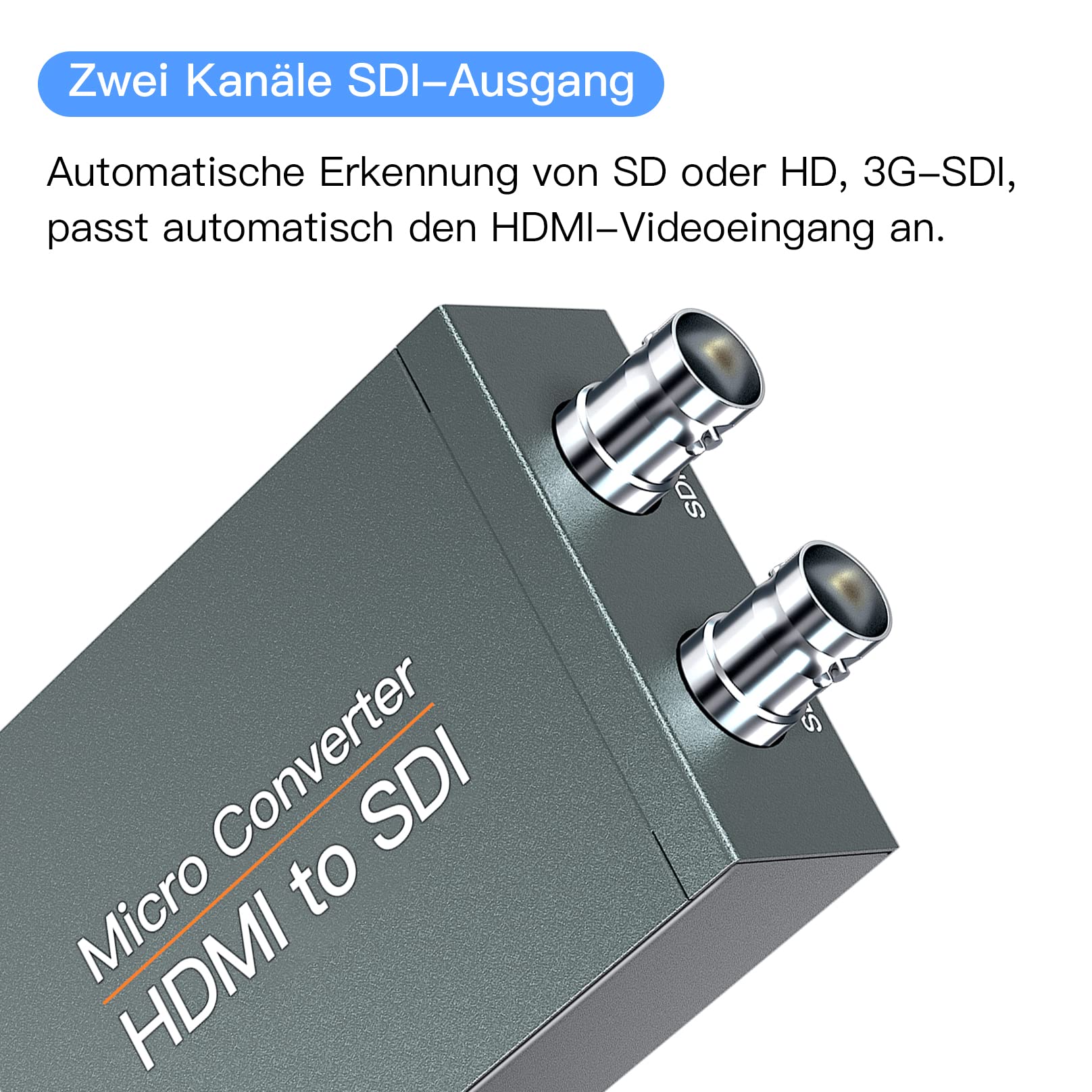 Convertitore HDMI a SDI, HDMI a 3G-SDI/HD-SDI, Audio Embedder 2 vie SDI, Supporta 1080P per fotocamera Home Cinema