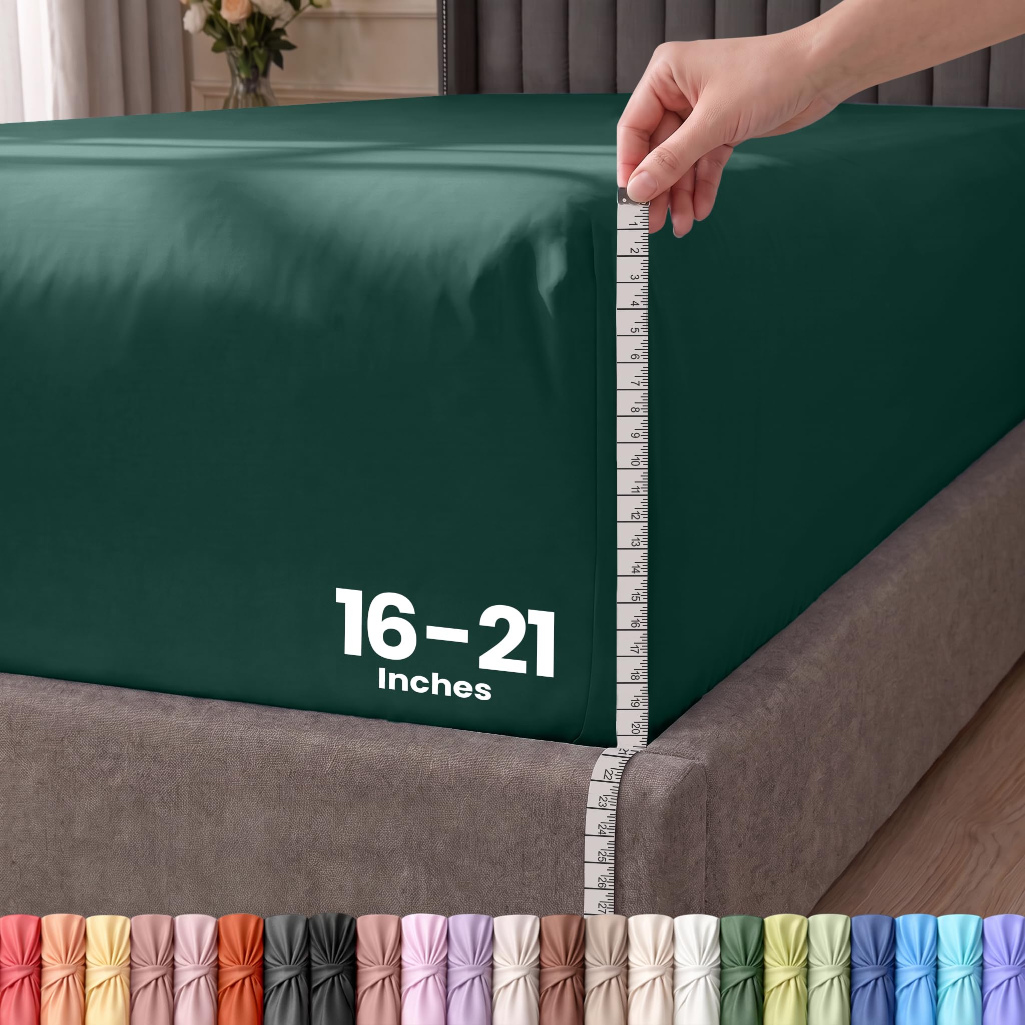 Utopia Bedding Queensize-Spannbetttuch mit extra tiefen Taschen, passend für Matratzen bis zu 53,3 cm, schrumpf- und farbbeständig, pflegeleicht, nur 1 Spannbetttuch mit tiefen Taschen, Smaragdgrün