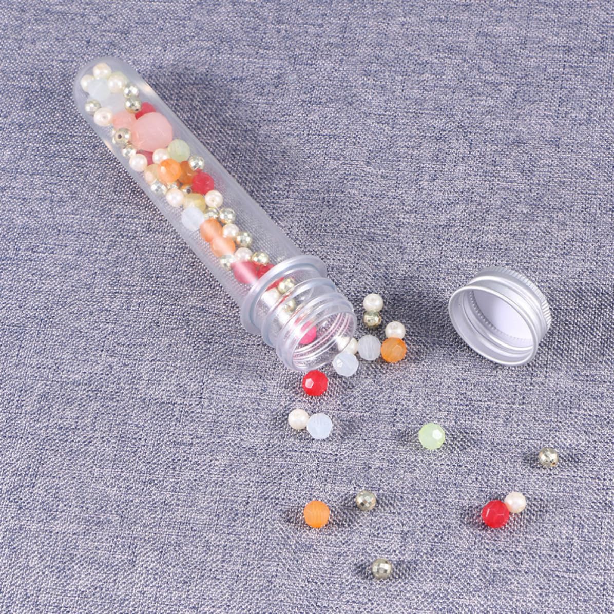 CRAFTHROU 50 Piezas Tubo de Ensayo de Pet Transparente de 45ml, Bien Sellado y Portátil, Adecuado para Almacenamiento y Organización en Cocina y Baño