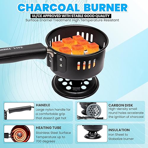 Miniatura 4 de Quemador eléctrico portátil de carbón  Calentamiento rápido de 500 W  Placa caliente de acero inoxidable  Estufa de carbón multiusos para interiores