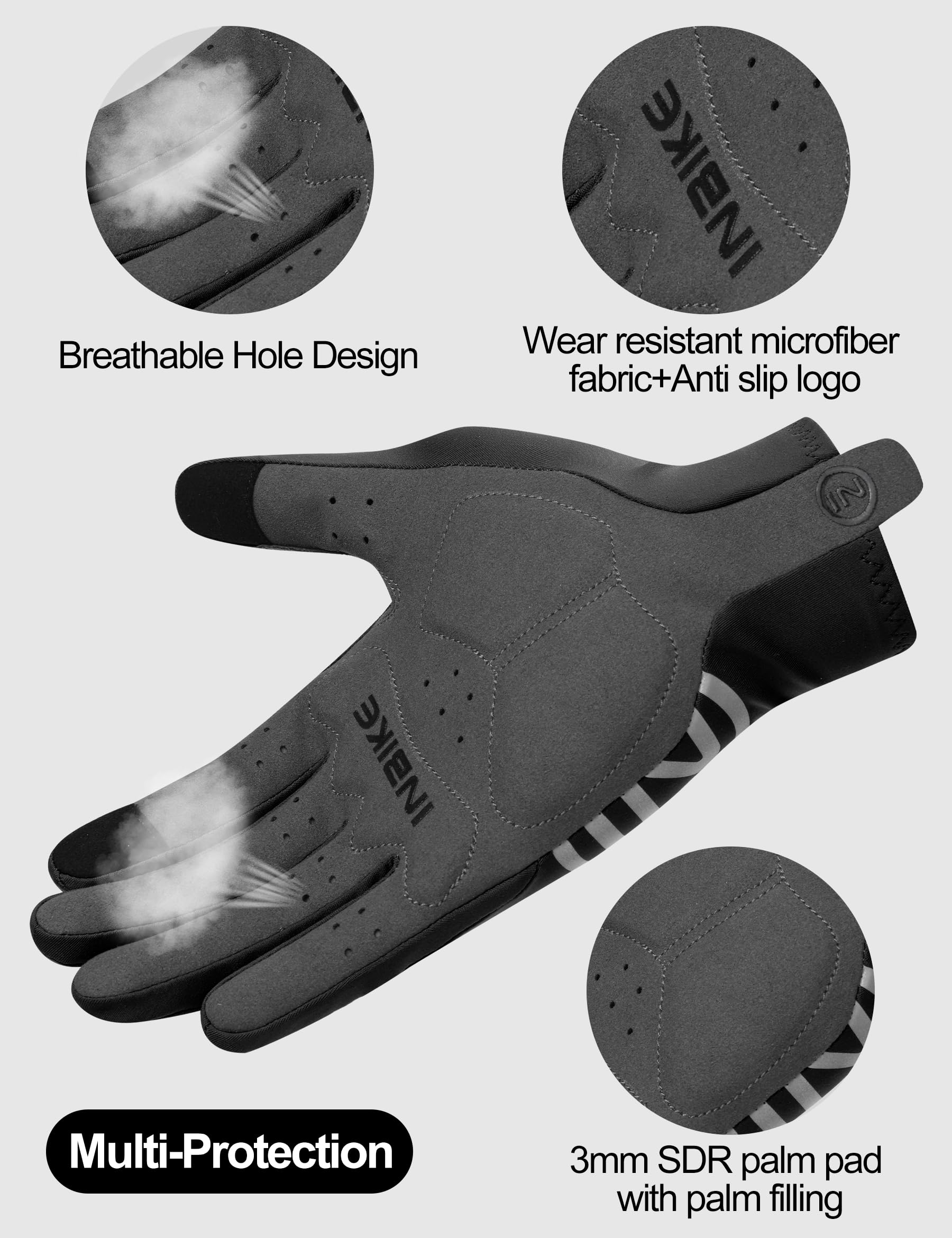 INBIKE Fahrradhandschuhe Herren Damen Lang Sommer Atmungsaktiv Radhandschuhe MTB Handschuhe Langfinger Reflektierende Anti-Rutsch für Radfahren Rennrad Sport