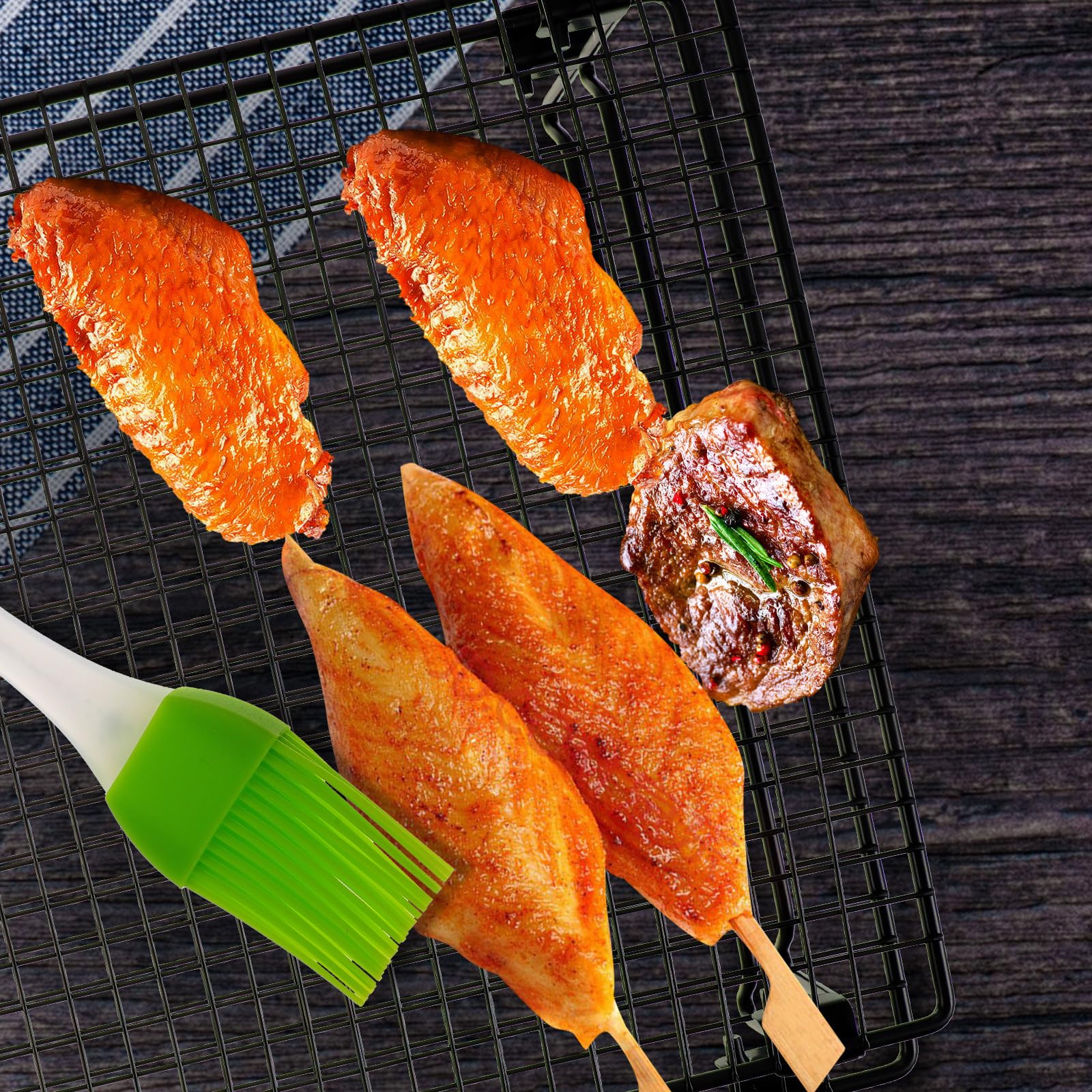 Kühlgitter Hitzebeständig aus Kohlenstoffstahl Stapelbares 2-lagiges mit Bügelförmigen Füßen und Grate Zufällige Farbe zum Backen und Abkühlen von Keksen