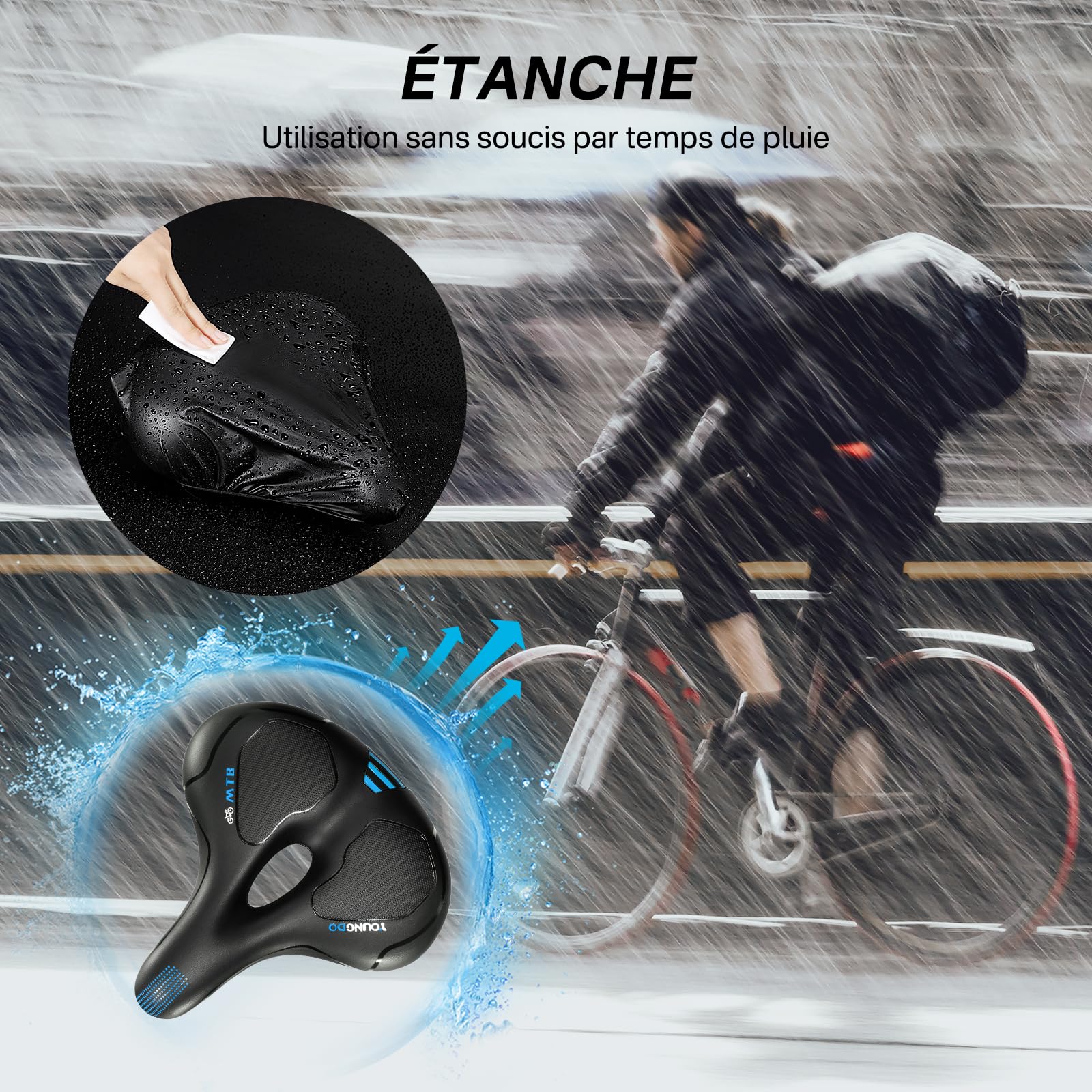Selle Vélo Ultra Confortable Gel Ergonomique Avec Double Ressort - Pour VTT, Vélo Route, Homme Et Femme