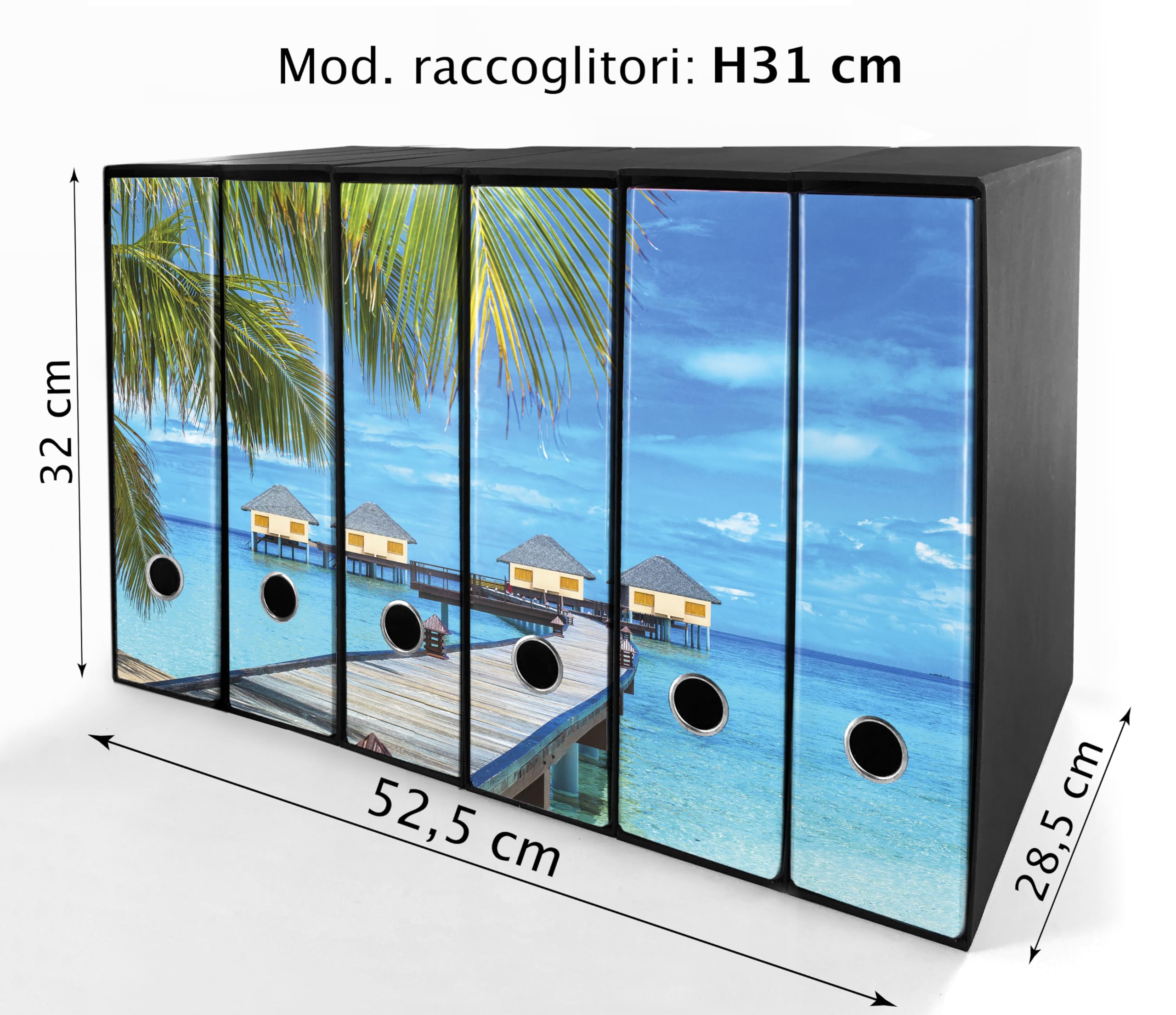 Set da 6 raccoglitori ad anelli MALDIVE - Faldoni SHAREPRINTING (H31 con 2 anelli)