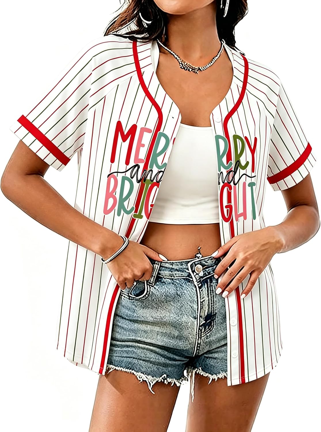 Women Christmas Shirts Short Sleeve Xmas Jersey Holiday Party Top