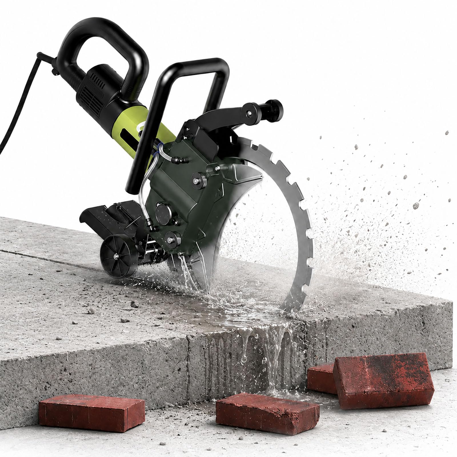 QINPI 9800W Concrete Ring Saw, with Labor-saving Double Guide Wheels, Max Cutting Depth 11.8", Wet Concrete Cutter with Water Fed Dust Suppression, for Wall Grooving, Rebar, Brick, Marble & Granite