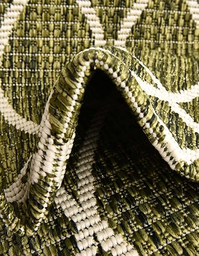 Miniatura 6 de Unique Loom Outdoor Trellis Collection - Alfombra de área (10 pies, redonda, verdemarfil)