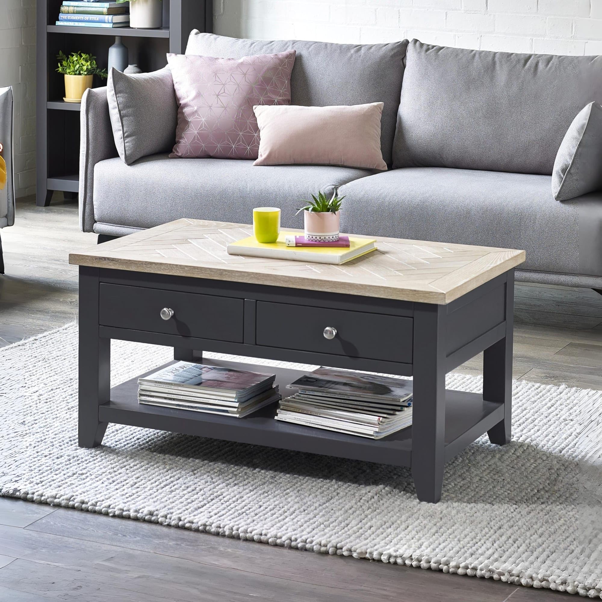 Julian Bowen Bordeaux Dark Grey Coffee Table 2 Drawer