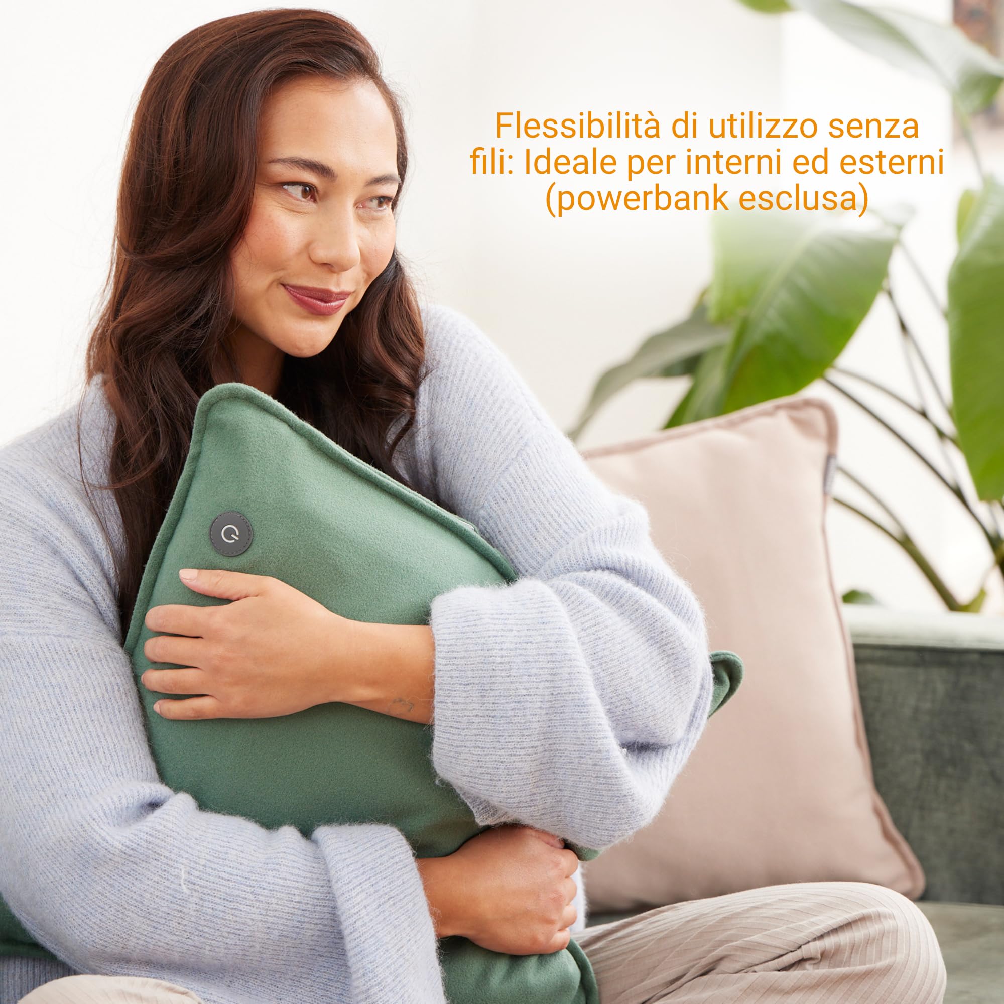 Medisana HC 250 cuscino riscaldante con calore a infrarossi, termoforo | spegnimento automatico, per schiena, spalle e collo, termoforo elettrico e senza fili per la casa e per spostamenti, verde