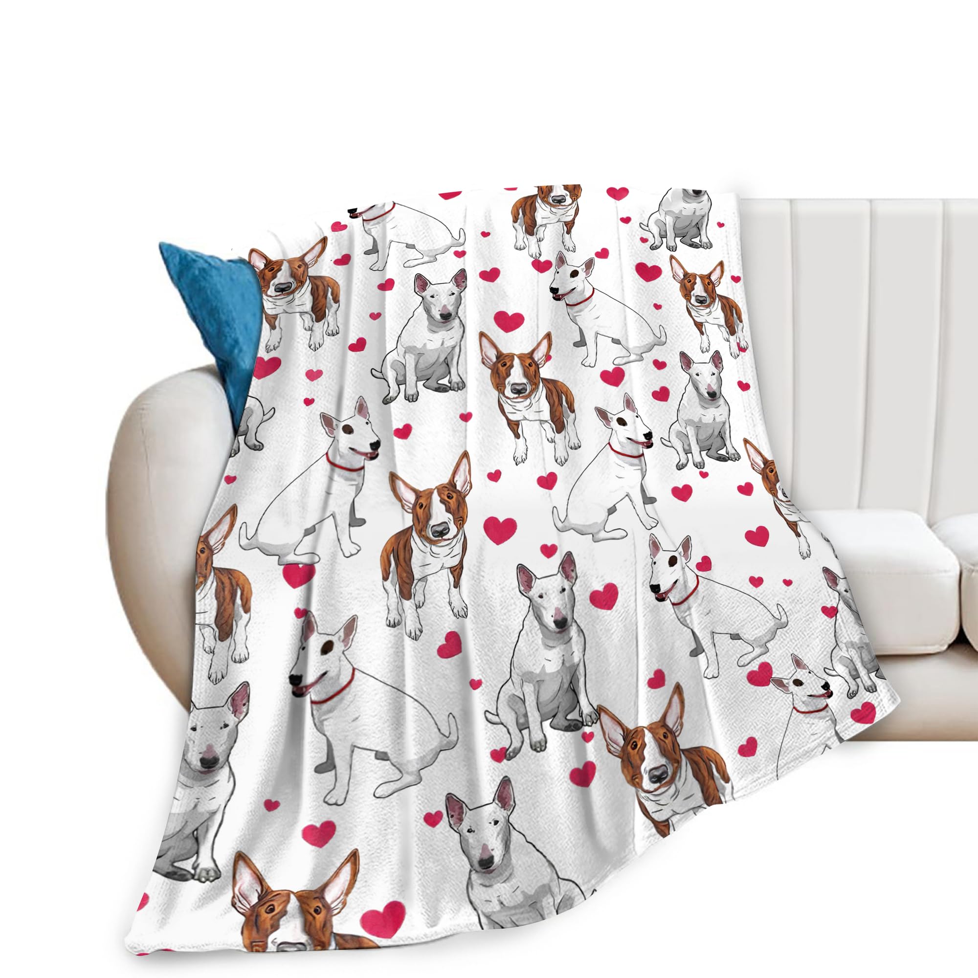 Jerkboo Girls Bull Terrier Gifts And Decor - Cute Dog Throw Blanket For Women, Kids, Adults - Soft Warm Cozy Fleece For Couch, Sofa, Bed 50"X40"