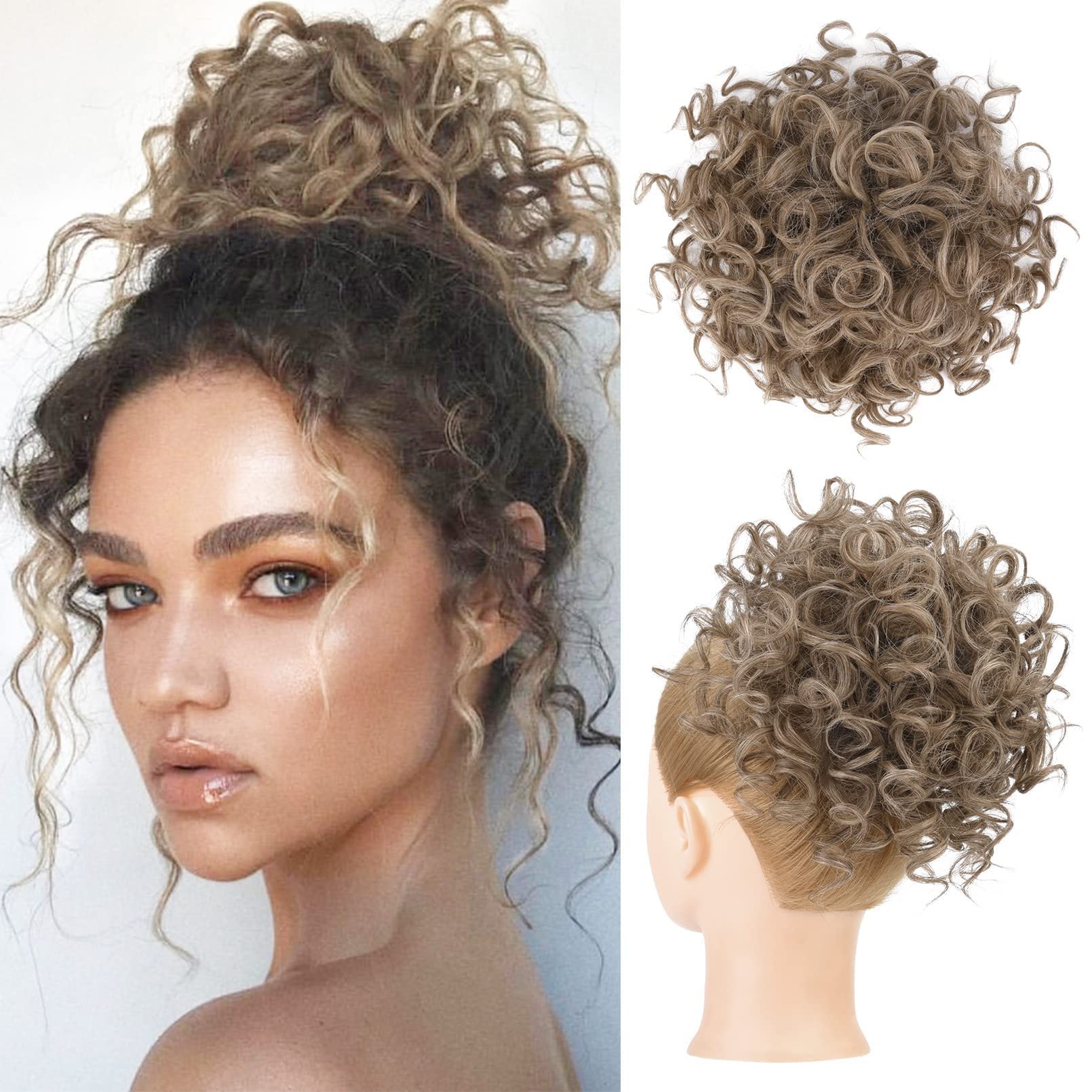 Sonew Pferdeschwanz-Messy Bun Haarteil, Lila – Weicher Haarverlängerungsknoten, Mit Elastischem Band, 4 Farben