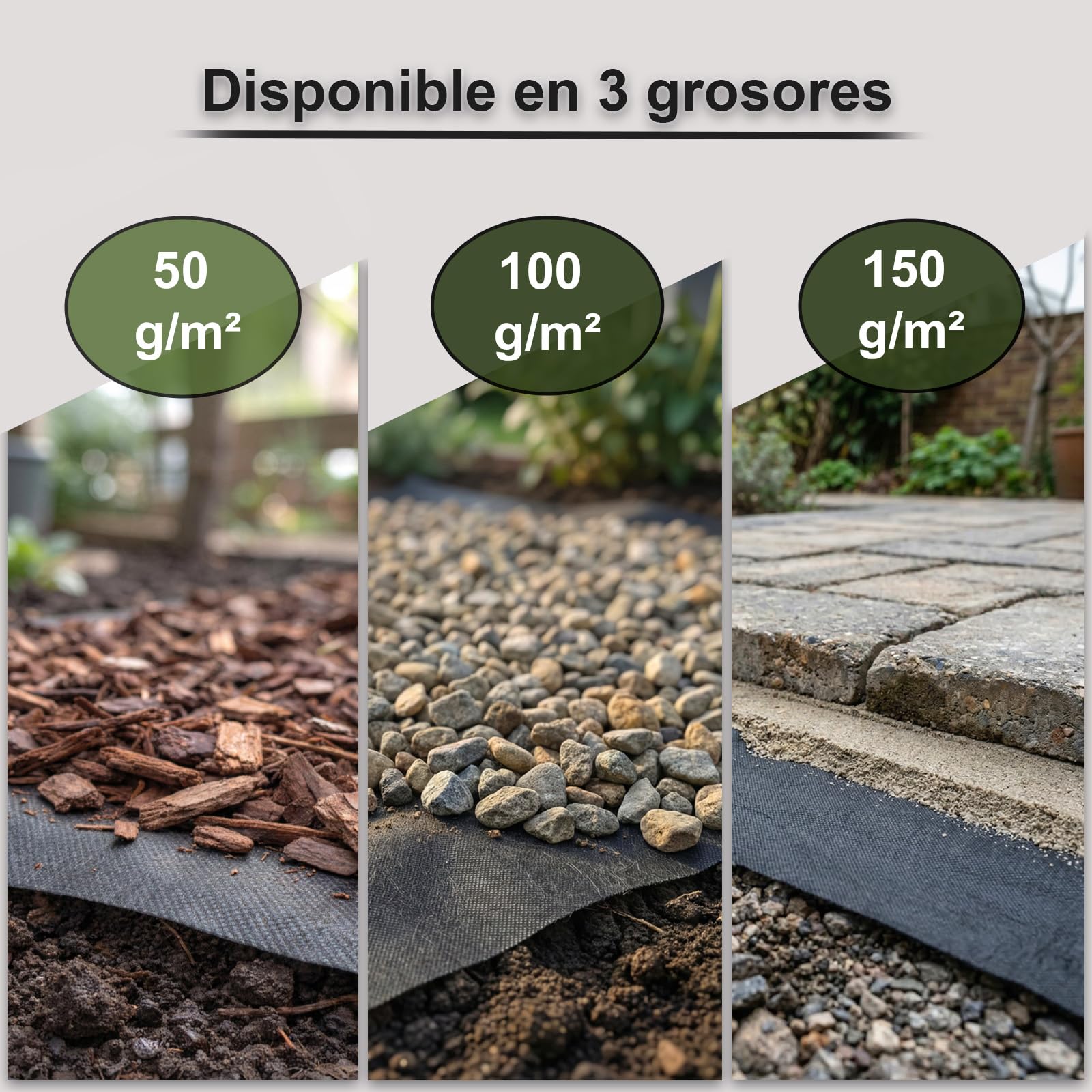 Montafox Malla Antihierbas 50m² – 100g/m² Permeable al Agua y Resistente al desgarro 1 x 50m en Rollo – Tela antihierba para jardín, huerto y Grava