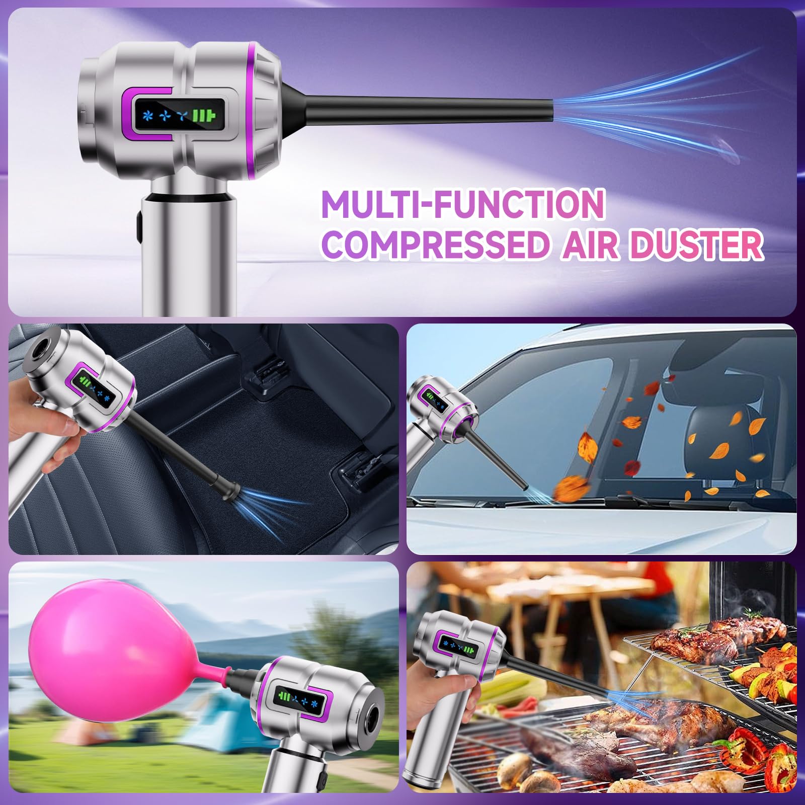 Aspirateur à Main Rechargeable, aspirateur Voiture Puissant | Aspirateur portable pour nettoyer voiture, bureau et poils d'animaux, livré avec étui rigide et tuyau flexible rallonge