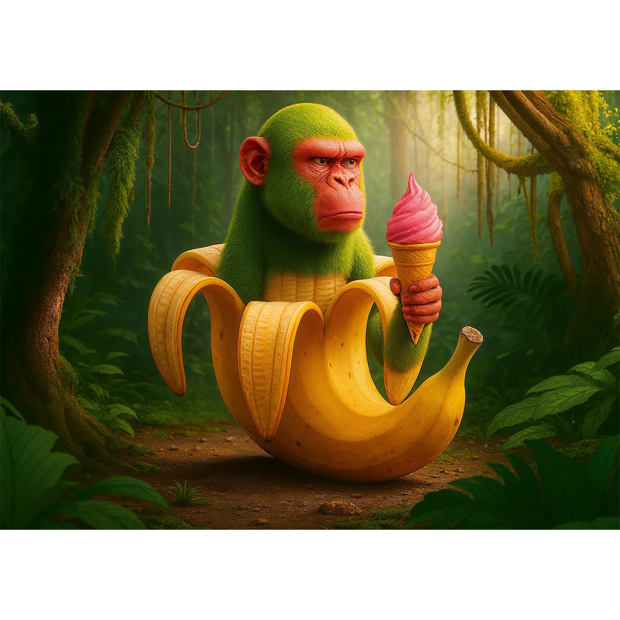 Trefl - BrainRots, Banan z Niespodzianką - Puzzle 200 Elementów - Kolorowa Układanka Surrealistycznego Uniwersum, dla Dzieci od 7 lat