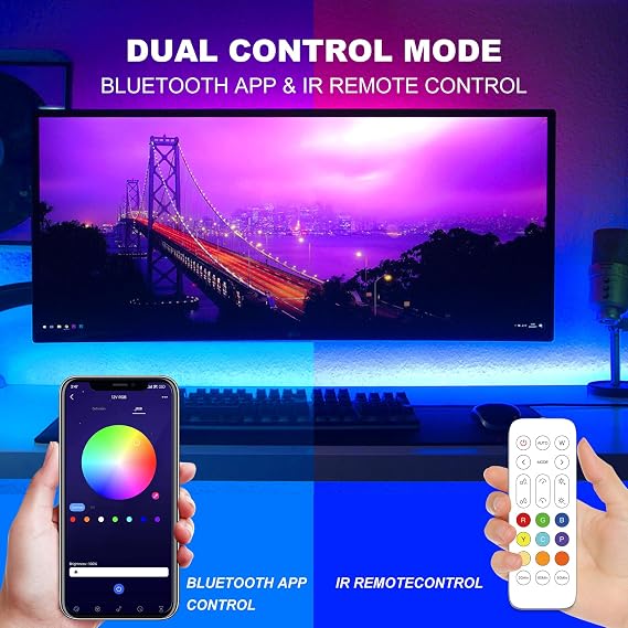 AXMOTUT Bluetooth RGB COB Led Strip Lights,3m Dimmable 12V Led Light Strip with Smart App and Remote Control, Color Changing Music Sync, for TV, Bedroom, Home Decor, Party [Energy Class E]