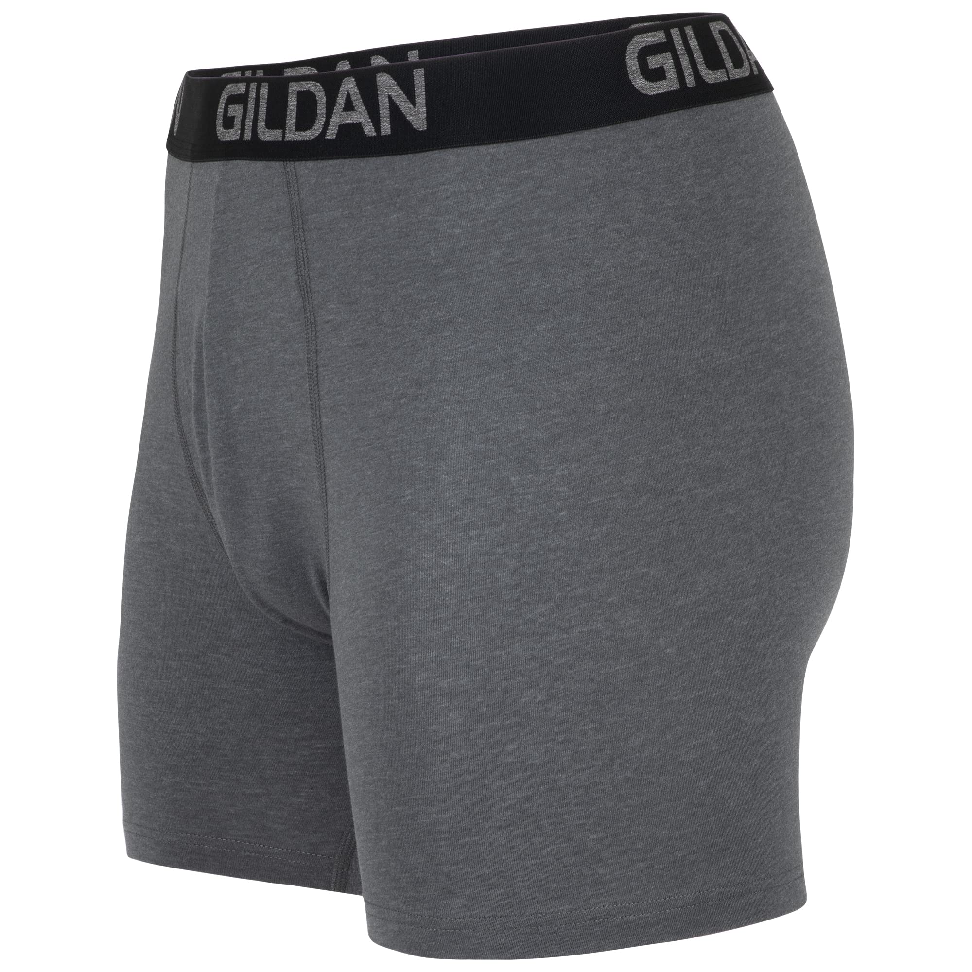 Gildan Men's Cotton Stretch Boxer Briefs, Multipack, Hthr Dark Grey/Hthr Navy/Shapes/Blue (5-Pack), Medium