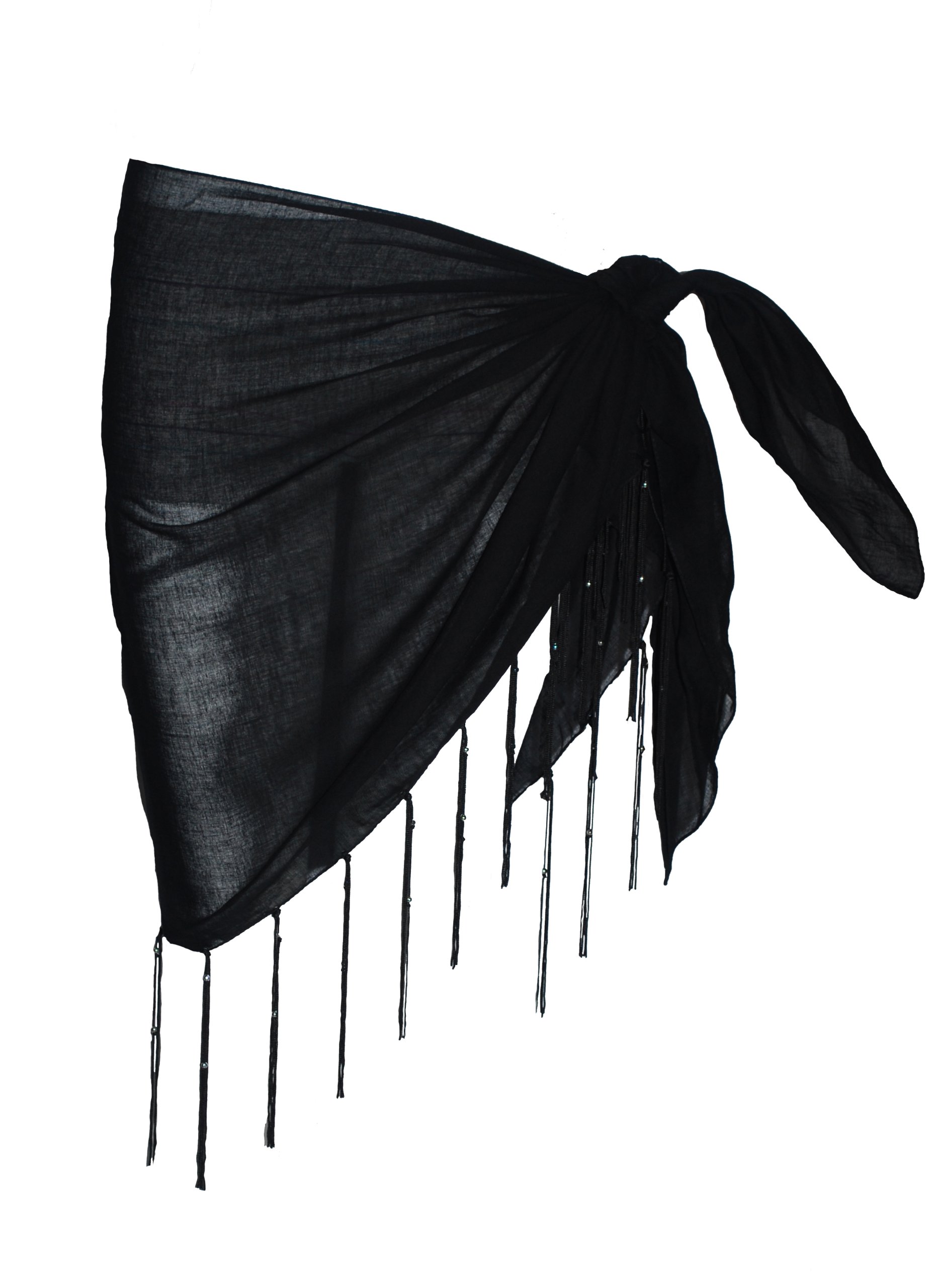 P4F Black Half Tassel Cotton Sarong