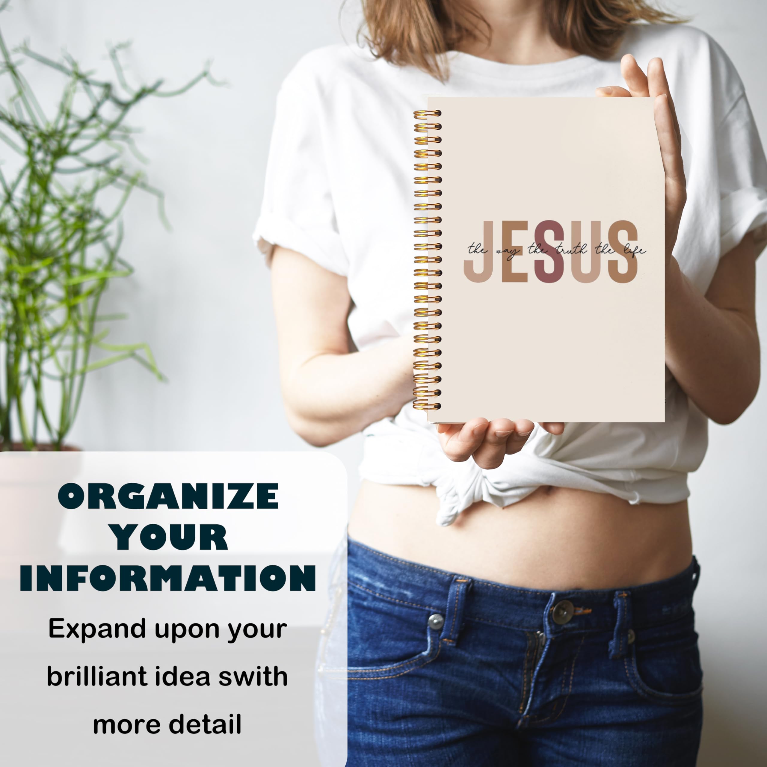 BearCake Boho, chrześcijański zeszyt, chrześcijańskie prezenty dla kobiet, notatniki biblijne na notatki, notatnik do dziennika biblijnego, Jezus Droga Prawda w twardej oprawie spirala