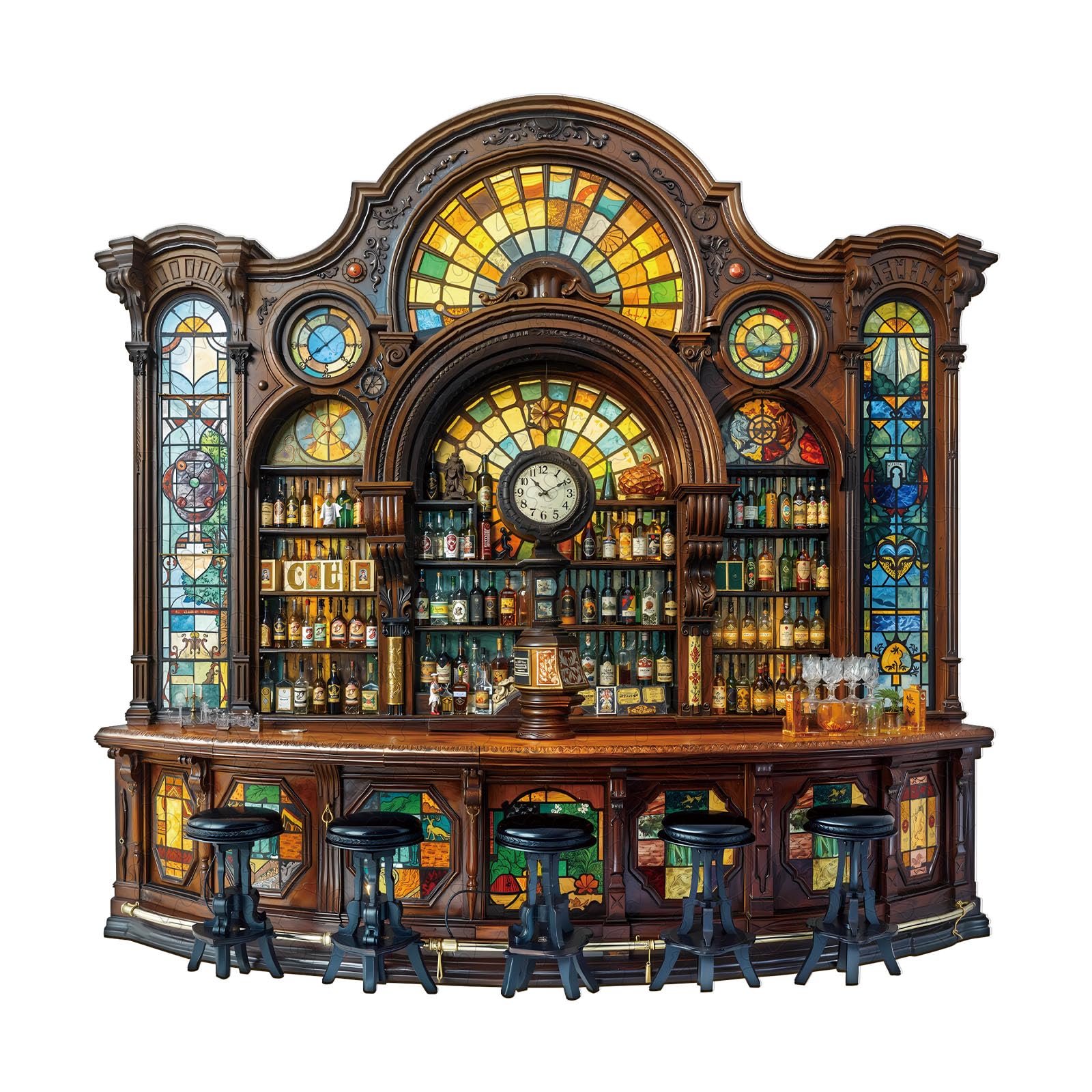 Jigfoxy Classic Bar Wooden Jigsaw Puzzles for Adults, 270pcs Unique Animal Shape Wood Puzzles, Birthday Gifts for Family Friend with wooden box(13.4 * 13.4in)