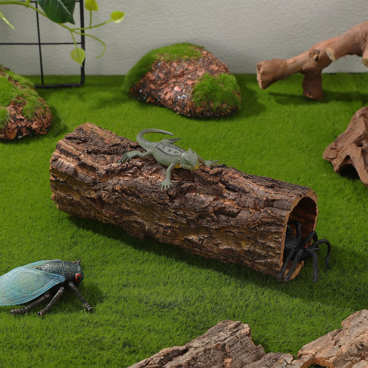 Veemoon Natürliche Baumstamm-höhle für Reptilien Und Amphibien, Terrarium aus Natürlicher Korkrinde, Baumstammhöhle, Kletterhöhle aus Holz für Geckos, Schlangen, Einsiedlerkrebse Und Frösche, 3,14