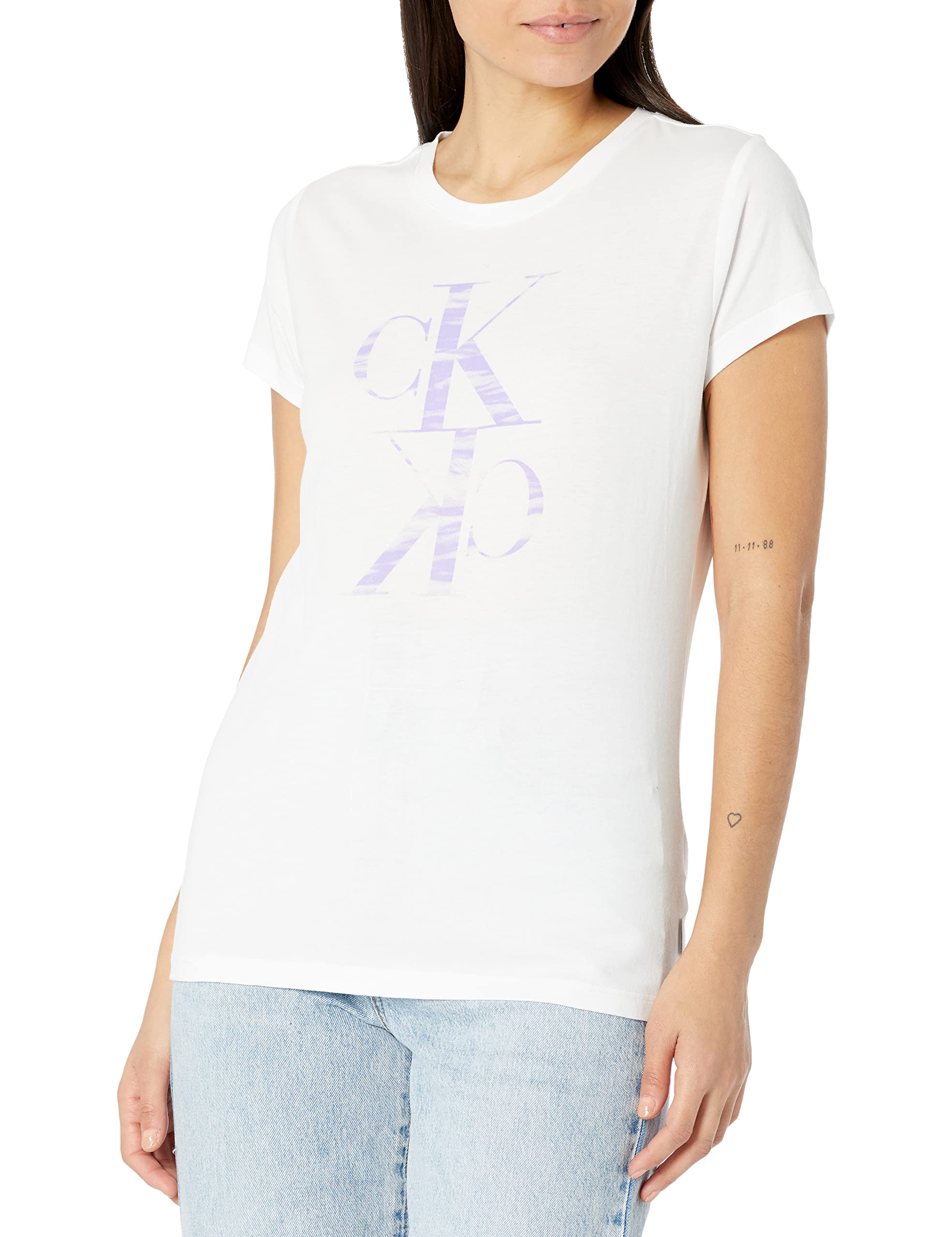 Calvin Klein Women's Matte Plastisol Wave Design Logo Short 