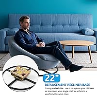 Vista 2 de Base de anillo reclinable de repuesto de 22 pulgadas con placa giratoria de 360 grados para balancín reclinable, accesorios de sofá, piezas