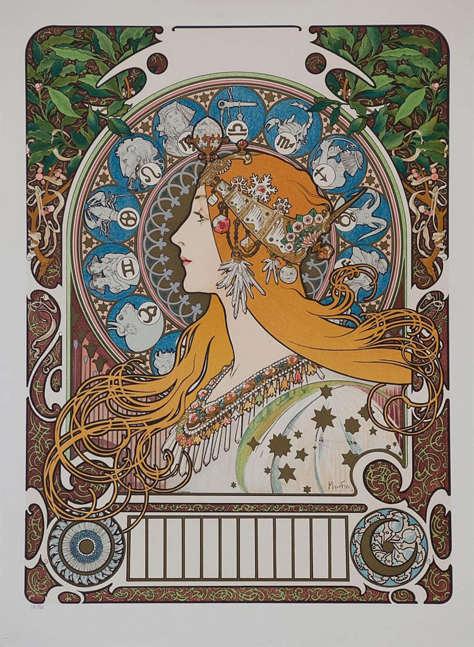 Serendipitp No Frame Retro Picture Poster Wall Art Pictures Painting Portrait Of Ine Crane-Bradley As Slavia By Alphonse Mucha Wall Art Canvas Print For Wall Decor 60X90cm