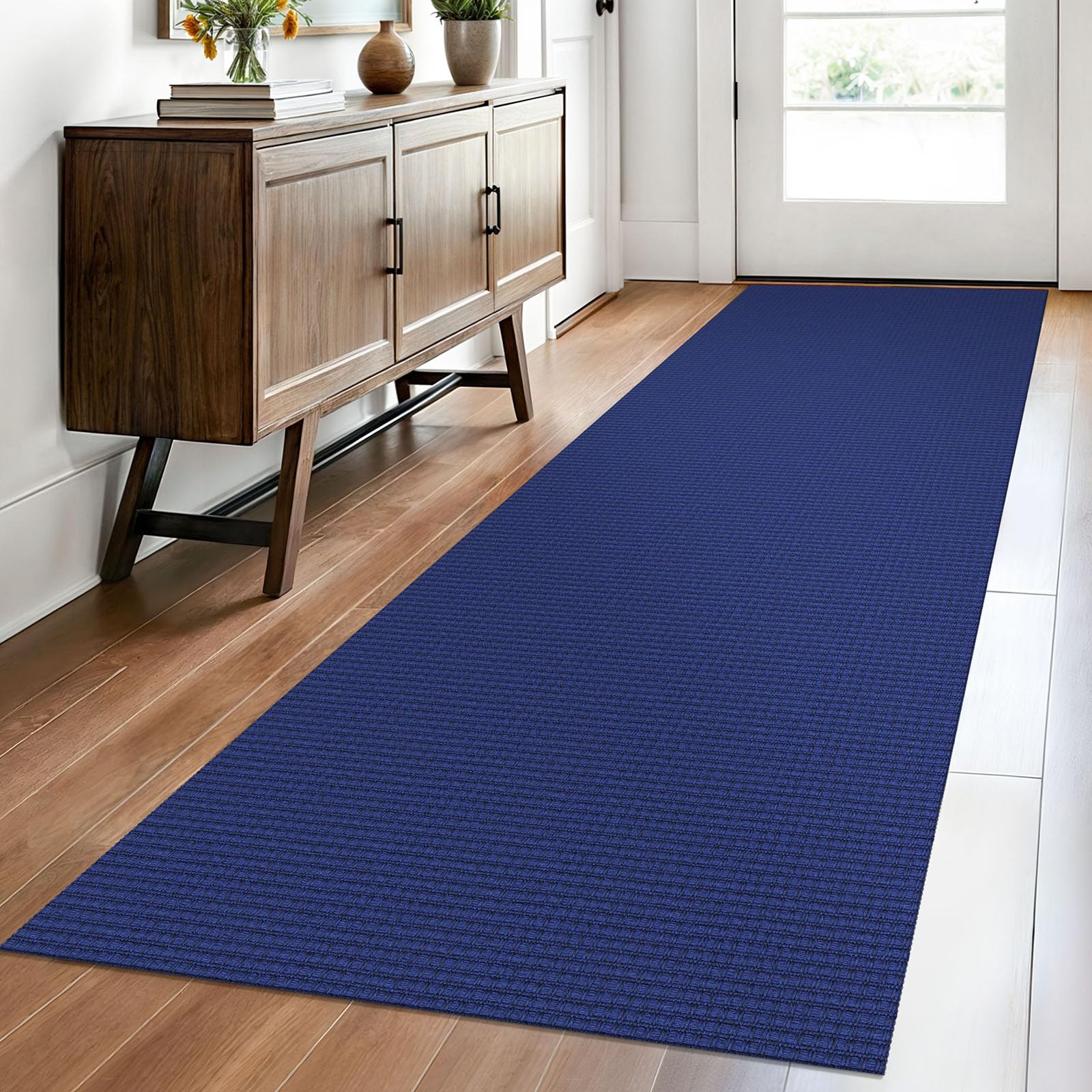 EARTHALL Woven Runner Rug 2.6x8 Ft Washable Runners for Hallways Wide Non Slip Rubber Backed Kitchen Runner Braided Indoor Floor Carpet for Entryway