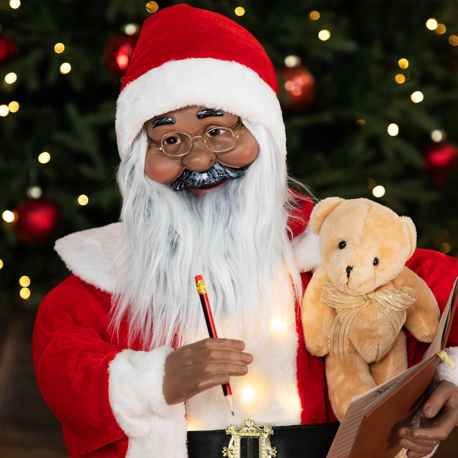 Northlight Lighted and Animated Musical African American Santa Christmas Decoration - 32"