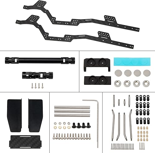 MEUS RACING SCX24 LCG Kit de marco de chasis fibra de carbono 5.197 in distancia entre ejes para Axial SCX24 Power Wagon/Wrangler/Deadbolt/Bronco/C10