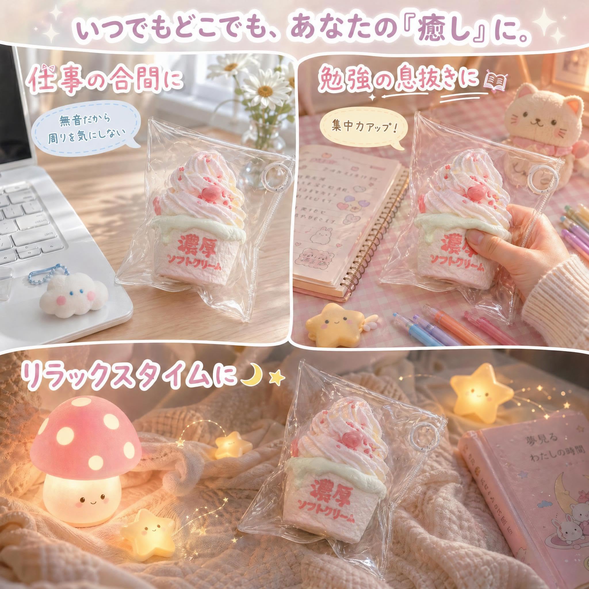 Amazon | 【SNSで人気アップ】水感スクイーズ アイスクリーム造形