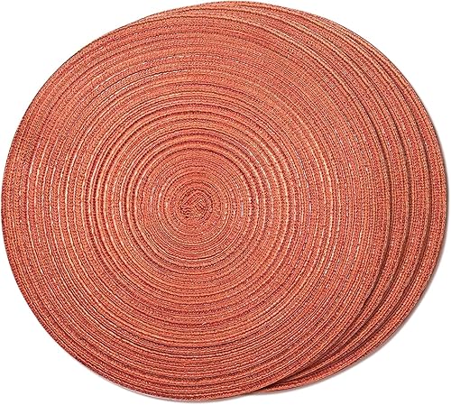 Miniatura 36 de FunWheat Juego de 6 manteles individuales redondos trenzados para mesas de comedor, manteles tejidos resistentes al calor, 15 pulgadas (negro, 6