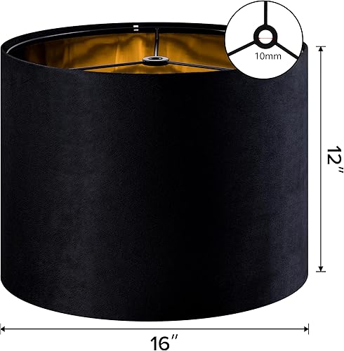 Miniatura 59 de GO&SO Juego de 2 pantallas de lámpara de terciopelo azul oscuro, tamaño mediano de 13 pulgadas superior x 13 pulgadas inferior x 10 pulgadas de alto