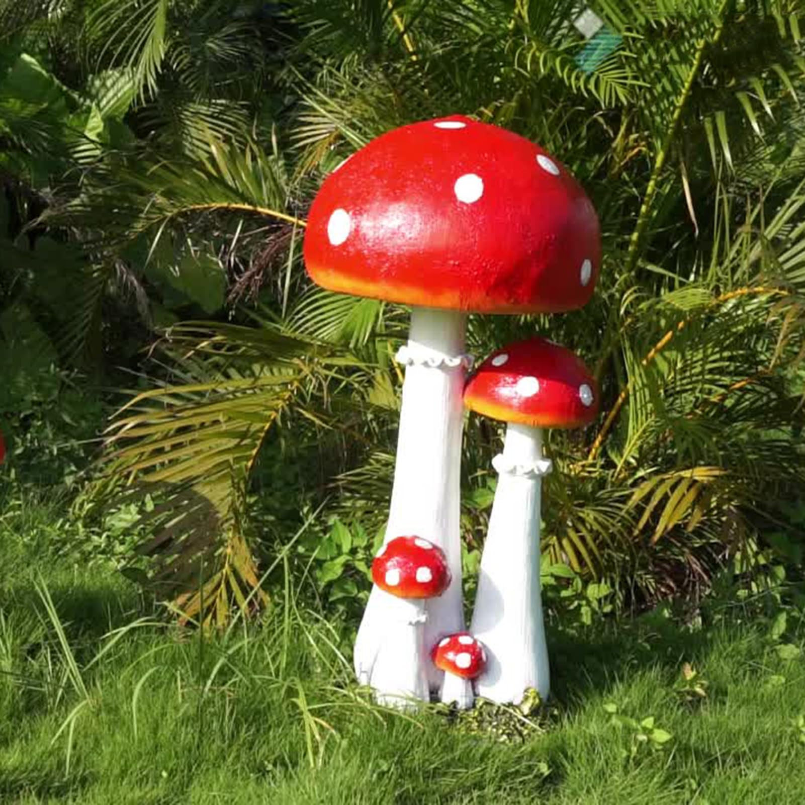 POCHY Außen Pilzen Gartenfiguren Harz Skulptur Deko Statue für Hof Herbstdeko Künstliche Pflanzen Ornament