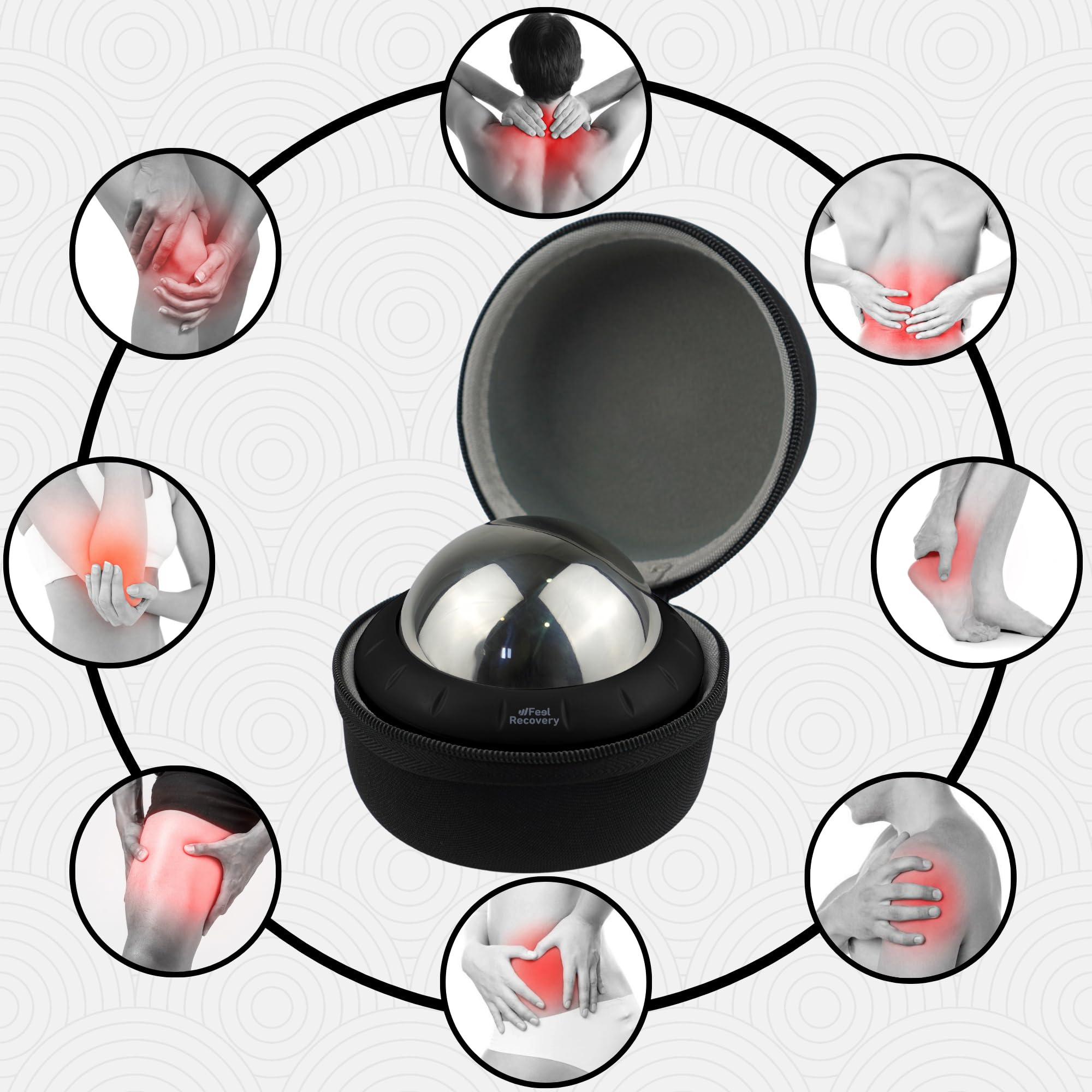 Boule de Massage Musculaire Froid et Chaud avec Balle Métallique et Gel 8cm Ø - Rouleau de Massage RollOn Manuel Detente, Relaxation, Reflexologie, Bien-être, Cellulite, Dos et Pieds