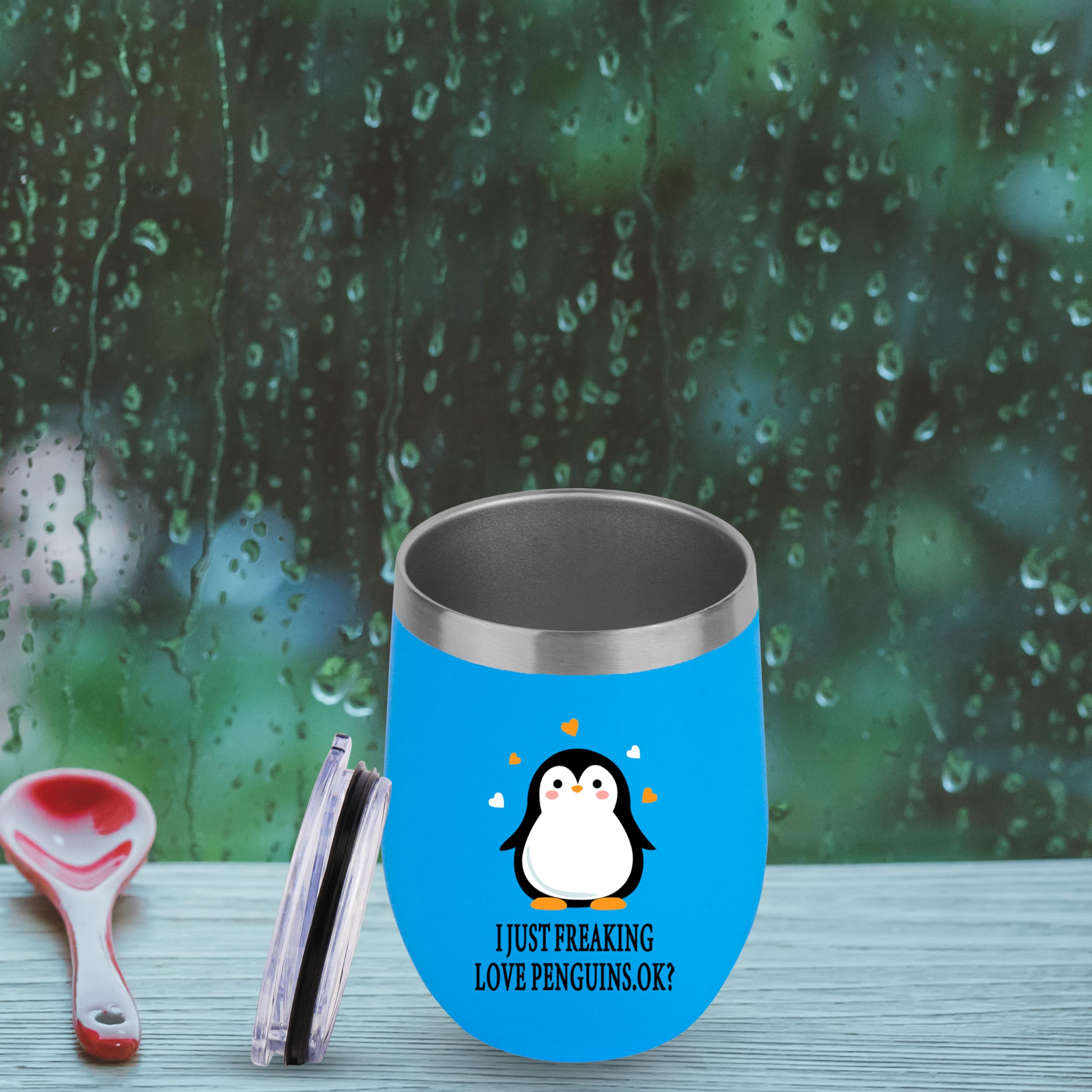 34HD I Just Freaking Love Penguin Tumbler - 40oz Vacuum Insulated Cup With Handle & Straw, Perfect Penguin Lover Gift - View #3