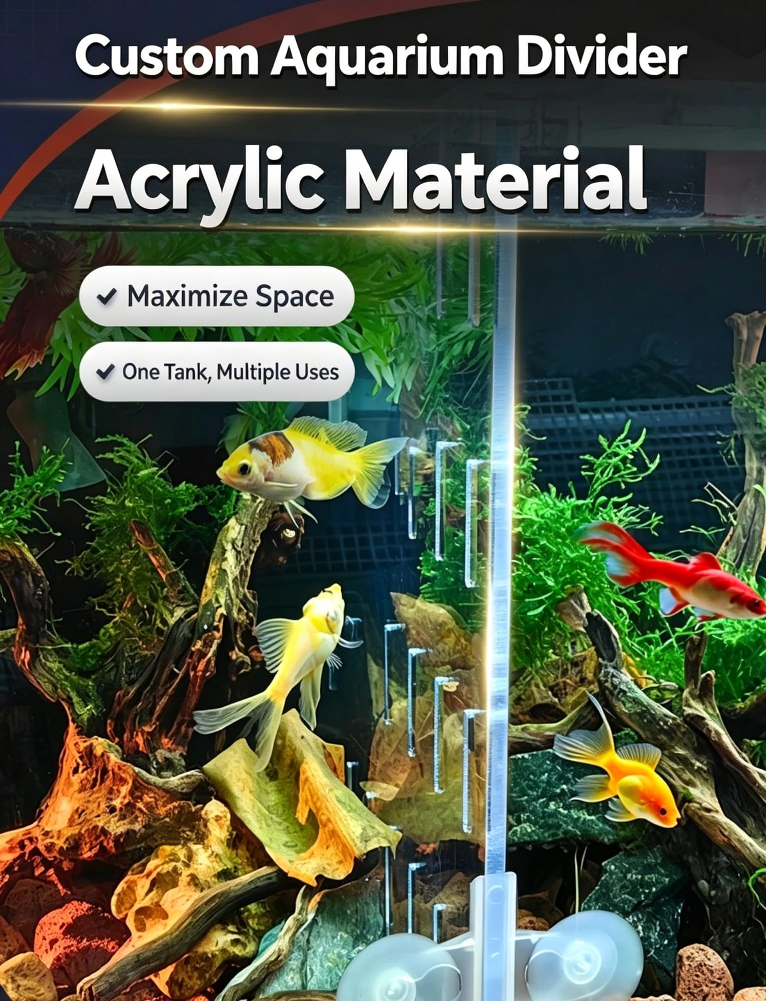 Divisor acrílico for Acuario, Separador Transparente for pecera
