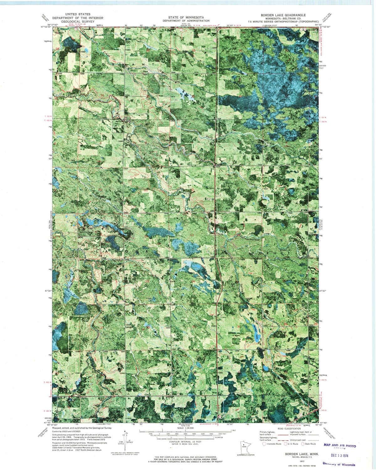 YellowMaps Borden Lake MN topo map, 124000 Scale, 7.5 X 7