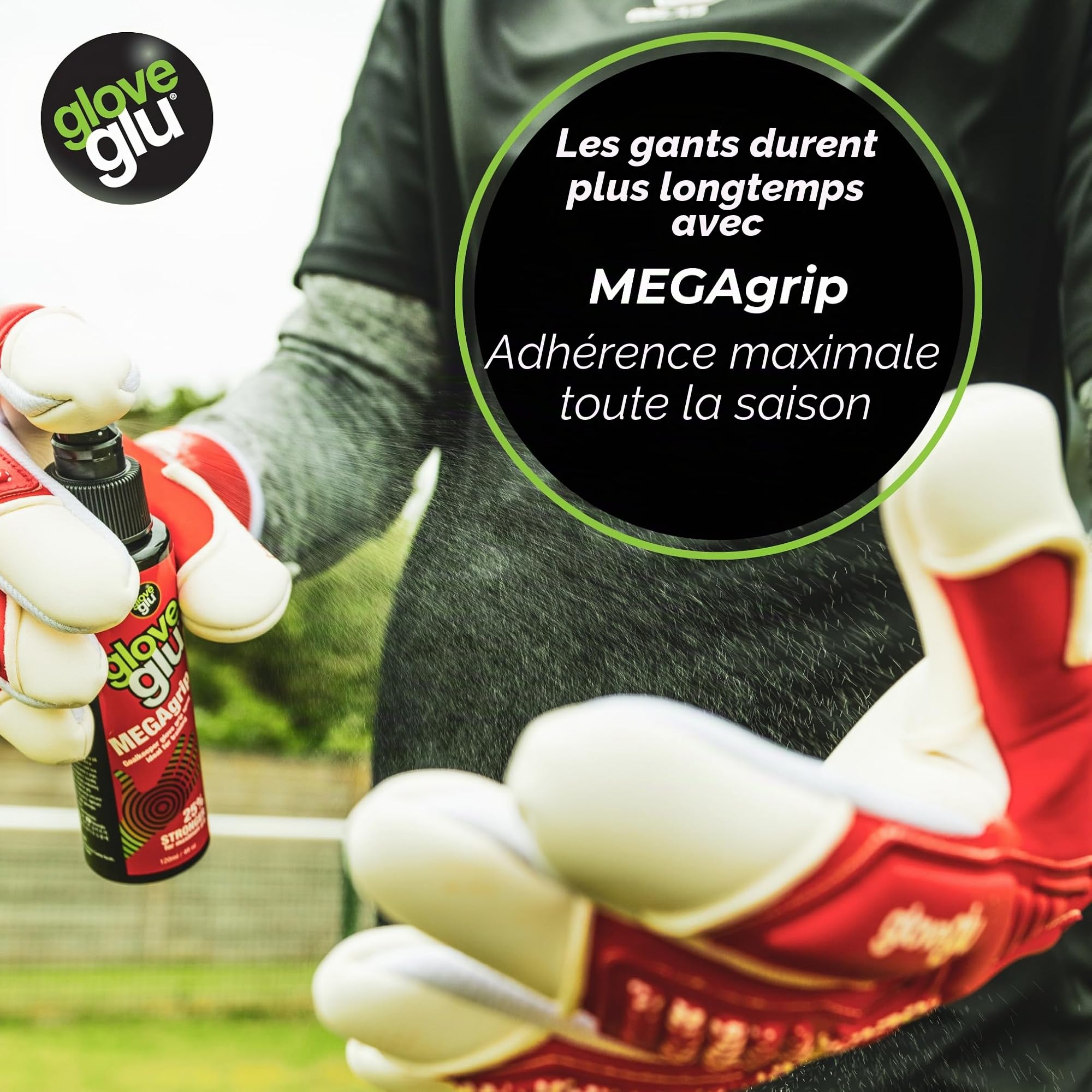 Gloveglu Megagrip Aquagrip Sac pour Homme Mega + Aqua pour améliorer la Prise en Main des Gants de Gardien de But Noir Taille Unique 120 ML
