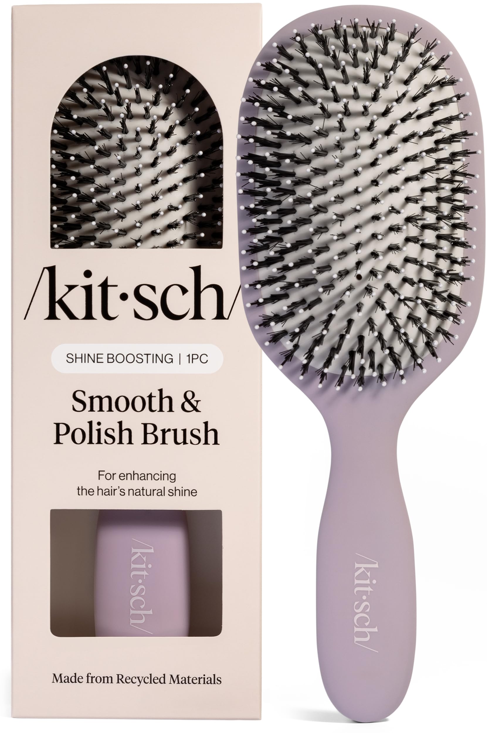 Kitsch Cepillo de pelo suave y pulido, cepillo desenredante y cepillo para el cuidado del cabello, con cerdas duales, cojín flexible para control de encrespamiento, brillo y estilo suave, cepillos