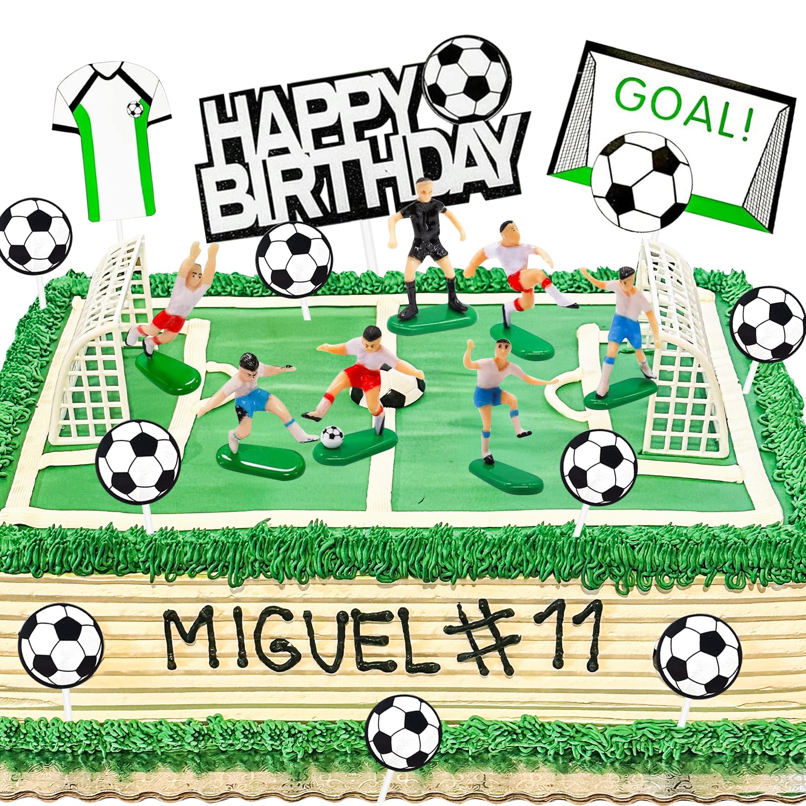Decoración para Tartas, Fútbol Decoración de Tartas Cumpleaños, Fútbol Happy Birthday Cake Topper Deco Para Tartas Infantiles Cake Topper Figuras Pastel Topper