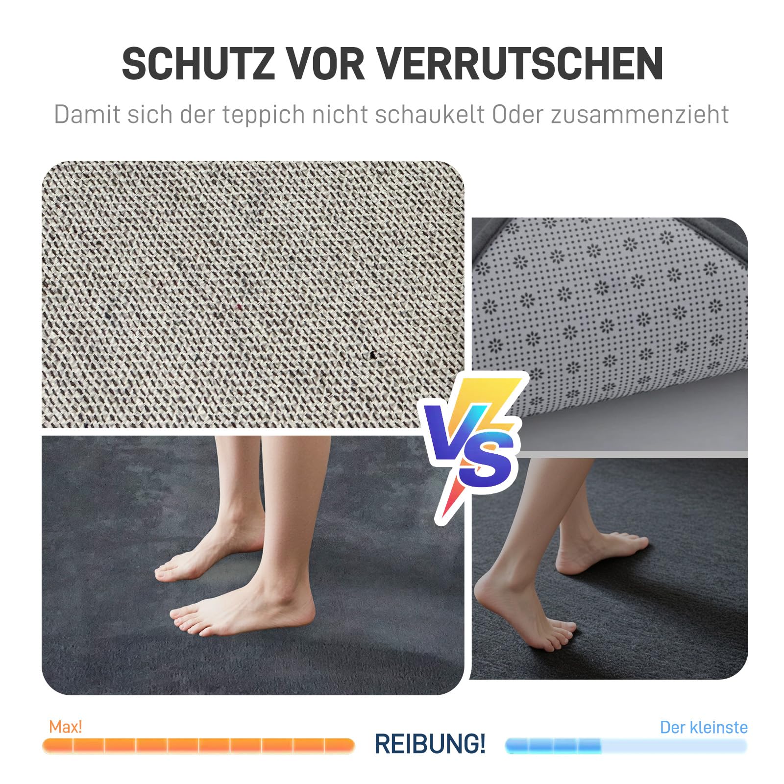 Flacher Kurzflor Teppich Anthrazit 240x340 (ca. 0,5 cm) – Waschbar & rutschfest mit TPE – Leicht, weich & ideal für Saugroboter & Alltag